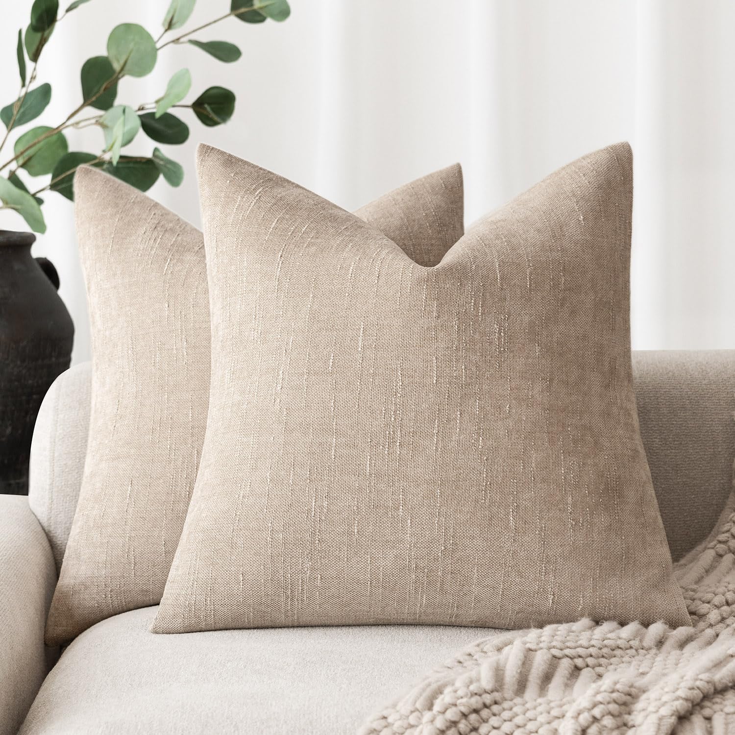 Fundas De Almohada Foindtower De Felpilla Con Textura Suave, 50 X 50 Cm, Color Crema - Venta Internacional.