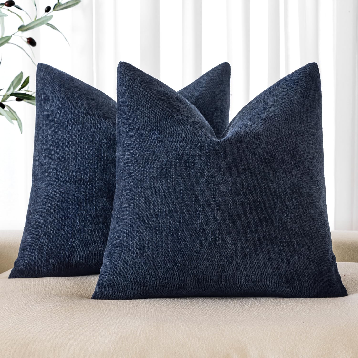 Fundas De Cojín Decorativas Miulee, Felpilla, 45 X 45 Cm, Azul Oscuro - Venta Internacional.