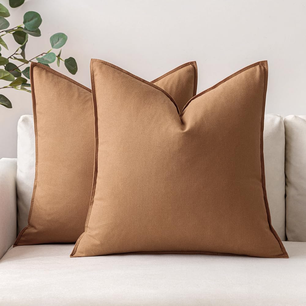 Foto 1 | Fundas De Almohada Miulee De Lino Marrón, 45 X 45 Cm, Paquete De 2 - Venta Internacional.