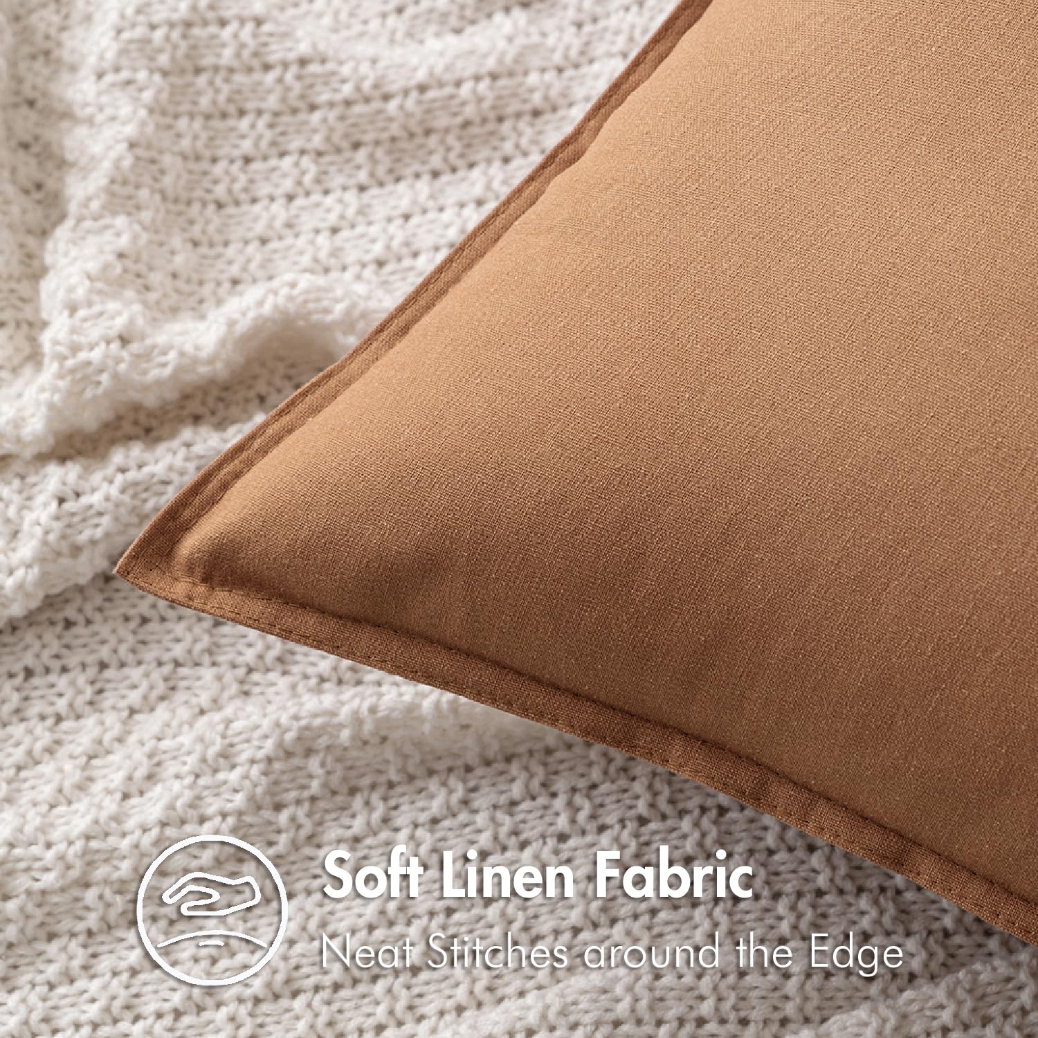 Foto 3 pulgar | Fundas De Almohada Miulee De Lino Marrón, 45 X 45 Cm, Paquete De 2 - Venta Internacional.