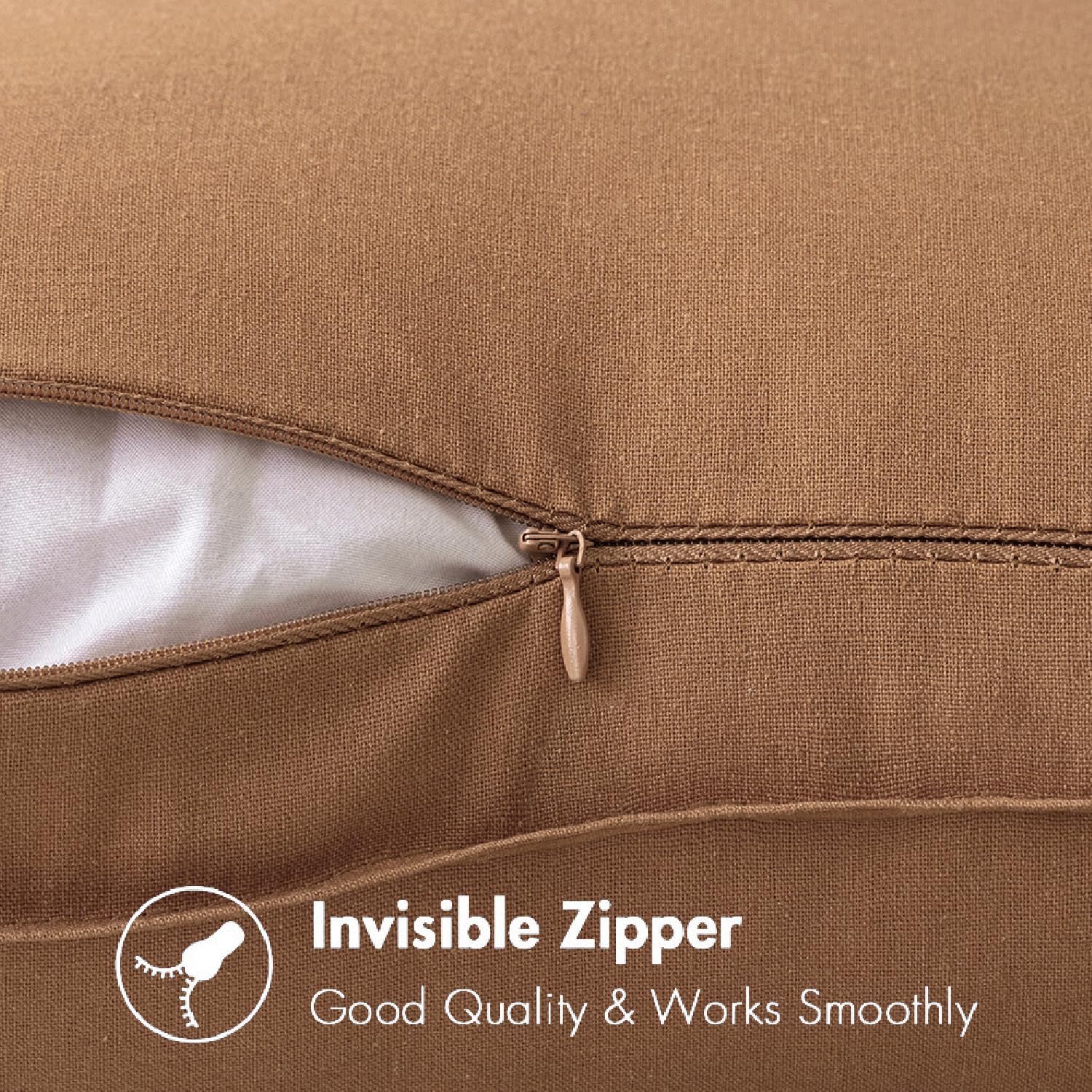 Foto 4 pulgar | Fundas De Almohada Miulee De Lino Marrón, 45 X 45 Cm, Paquete De 2 - Venta Internacional.