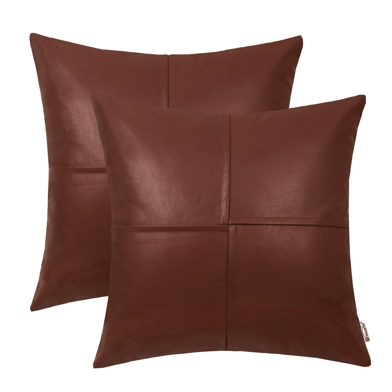 Fundas De Cojín Brawarm De Piel Sintética De 55 Cm X 55 Cm, Color Marrón, X2 - Venta Internacional.