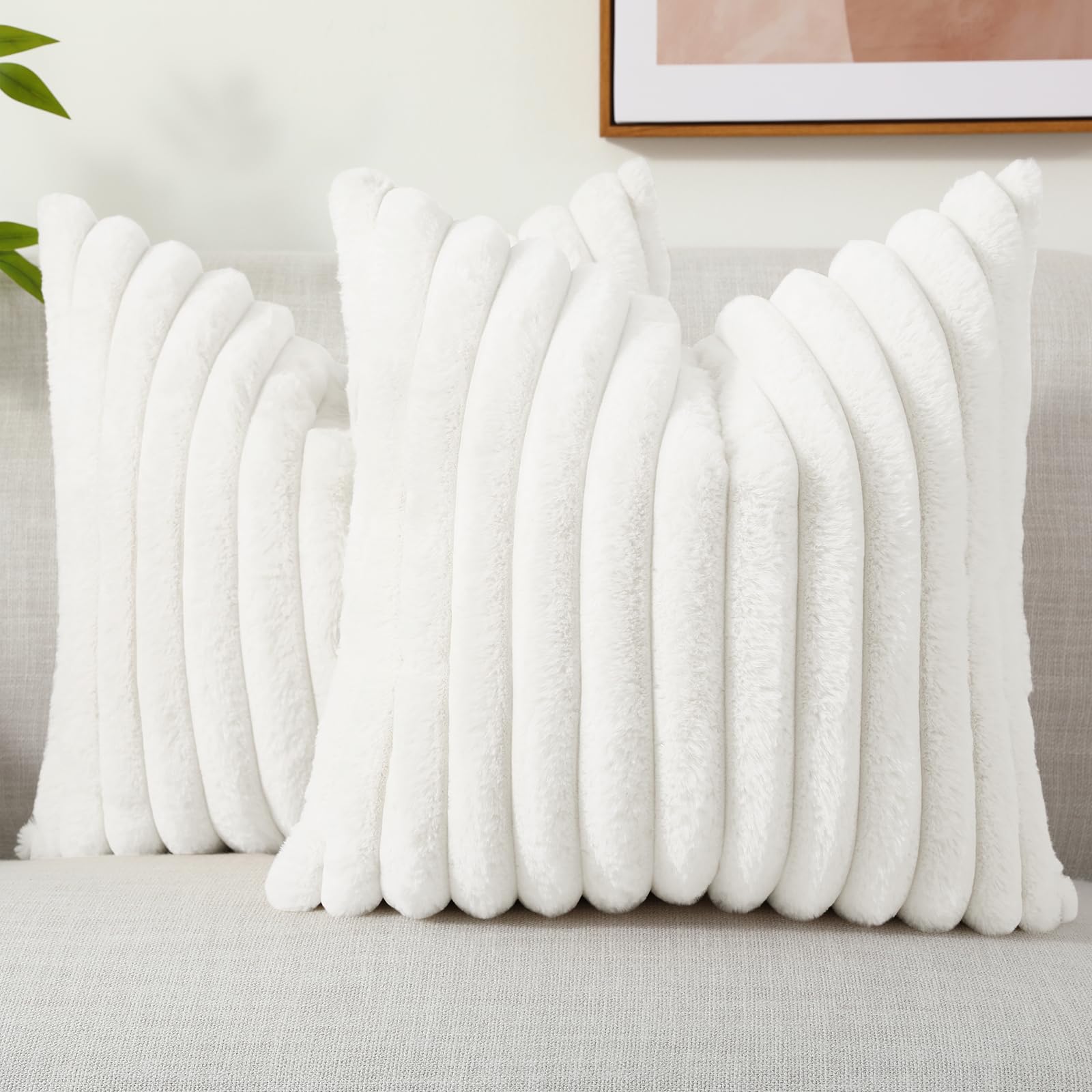 Fundas De Cojín Decoruhome De Piel Sintética Primaveral (56 X 56 Cm), Color Blanco - Venta Internacional.