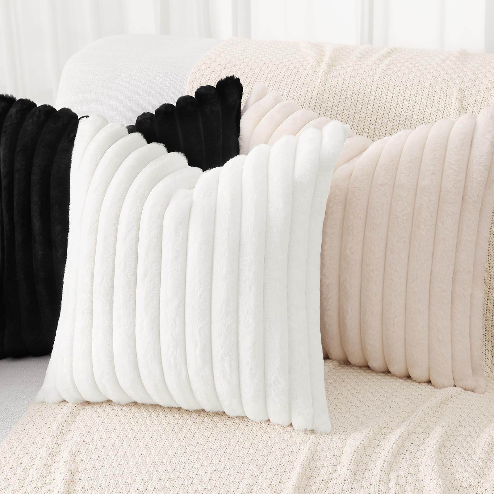 Foto 4 | Fundas De Cojín Decoruhome De Piel Sintética Primaveral (56 X 56 Cm), Color Blanco - Venta Internacional.