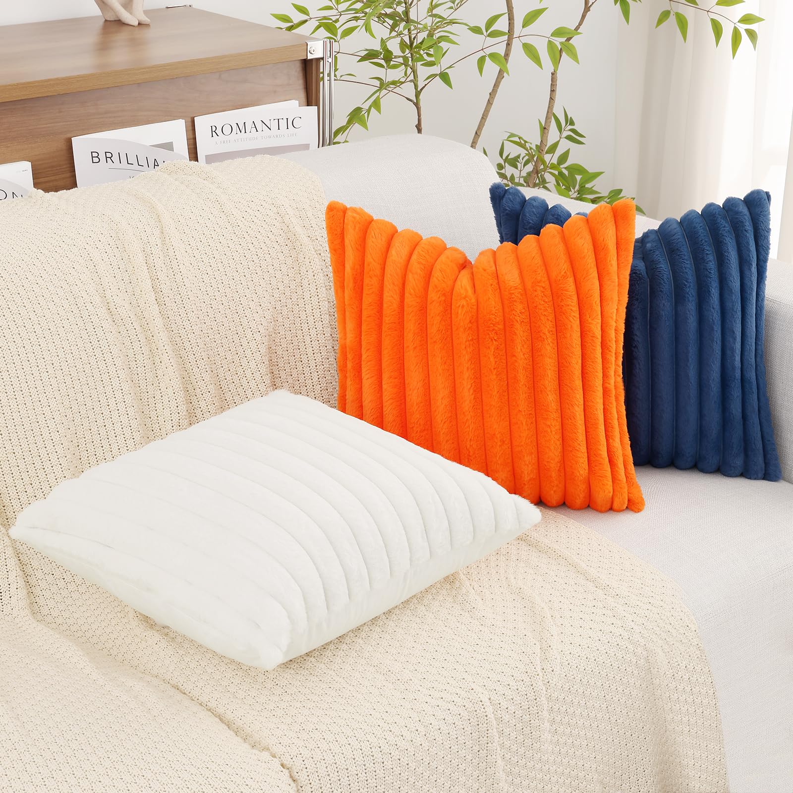 Foto 8 pulgar | Fundas De Cojín Decoruhome De Piel Sintética Primaveral (56 X 56 Cm), Color Blanco - Venta Internacional.
