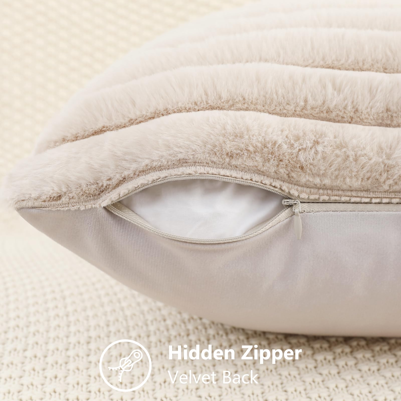 Foto 4 pulgar | Fundas De Cojín Decoruhome De Piel Sintética Primaveral De 55 X 55 Cm, Color Beige - Venta Internacional.