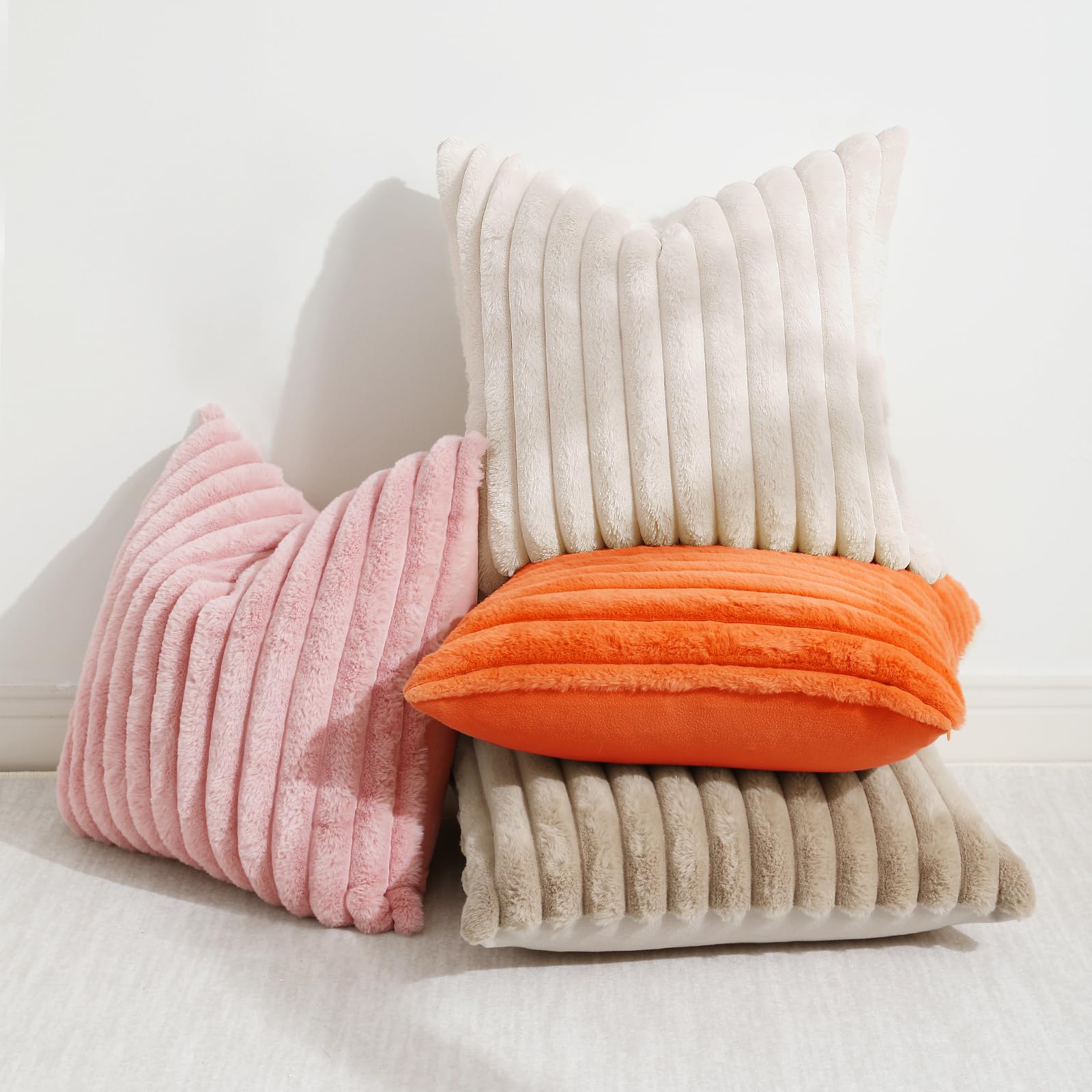 Foto 6 pulgar | Fundas De Cojín Decoruhome De Piel Sintética Primaveral De 55 X 55 Cm, Color Beige - Venta Internacional.