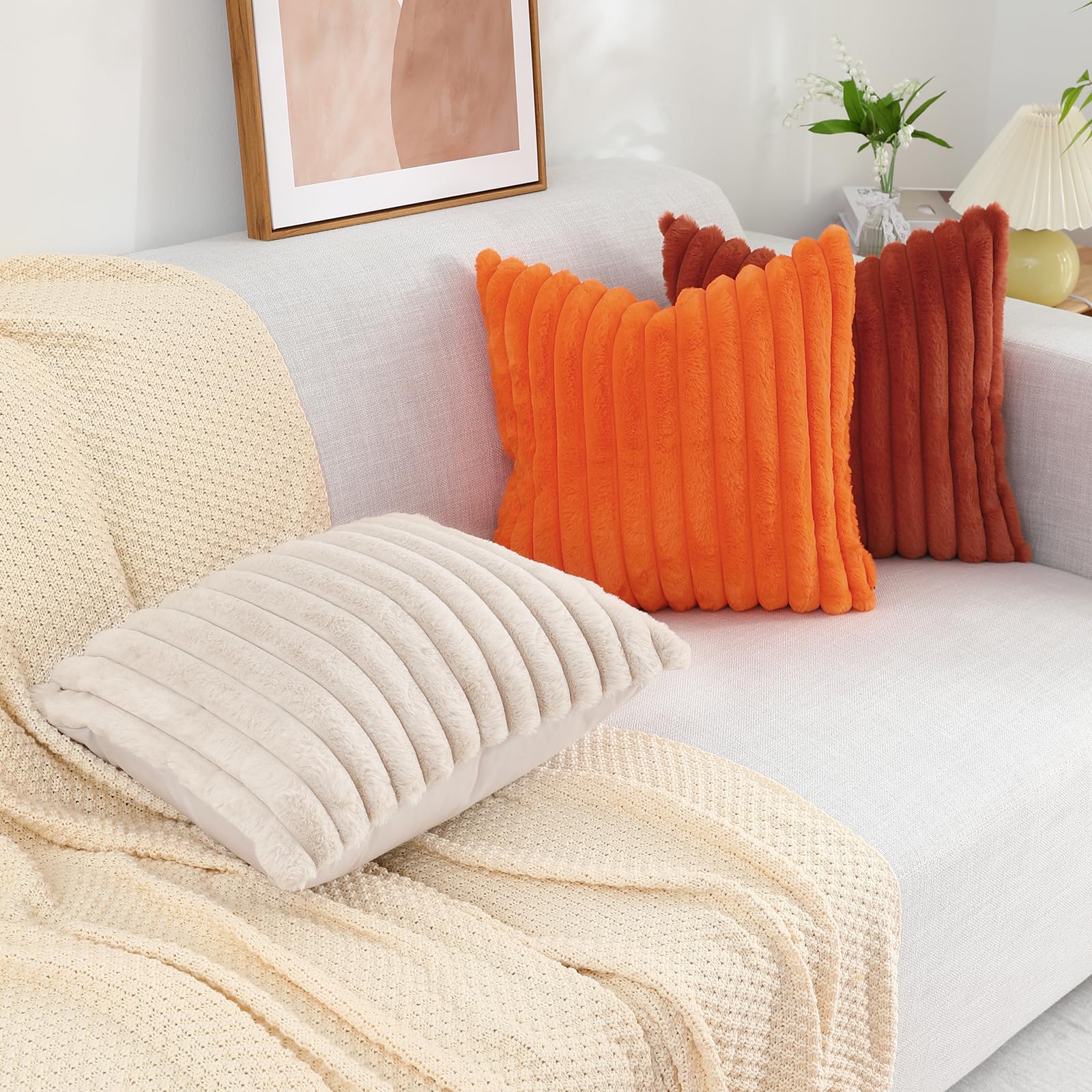 Foto 7 | Fundas De Cojín Decoruhome De Piel Sintética Primaveral De 55 X 55 Cm, Color Beige - Venta Internacional.