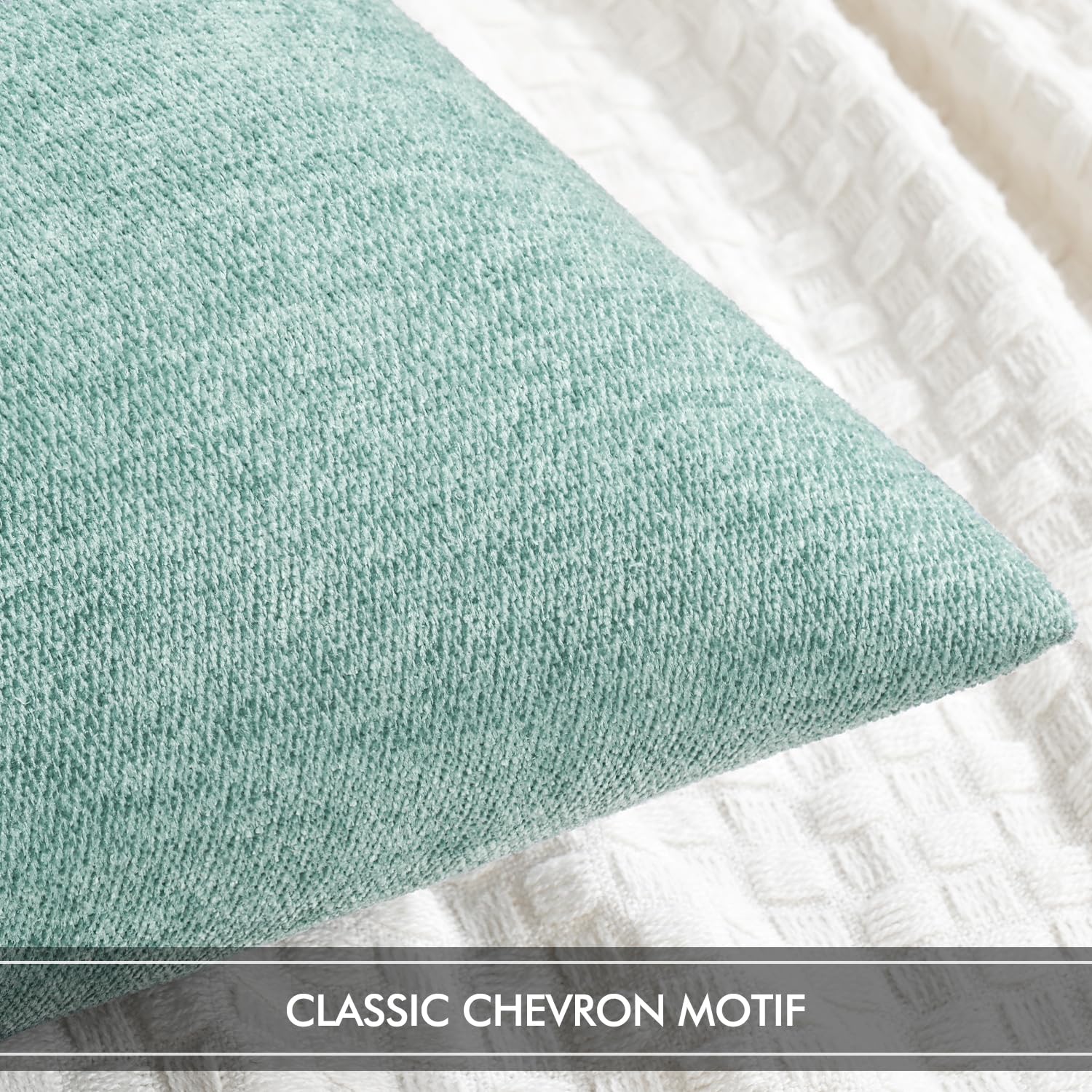 Foto 2 | Fundas De Almohada Miulee De Chenilla Verde Aguamarina, 50 X 50 Cm, Paquete De 2 - Venta Internacional.