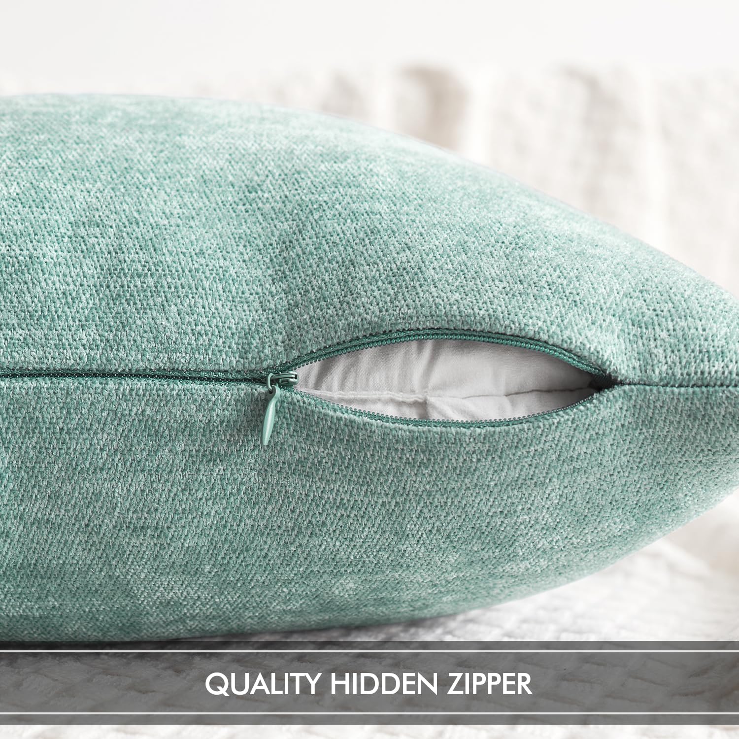 Foto 4 pulgar | Fundas De Almohada Miulee De Chenilla Verde Aguamarina, 50 X 50 Cm, Paquete De 2 - Venta Internacional.