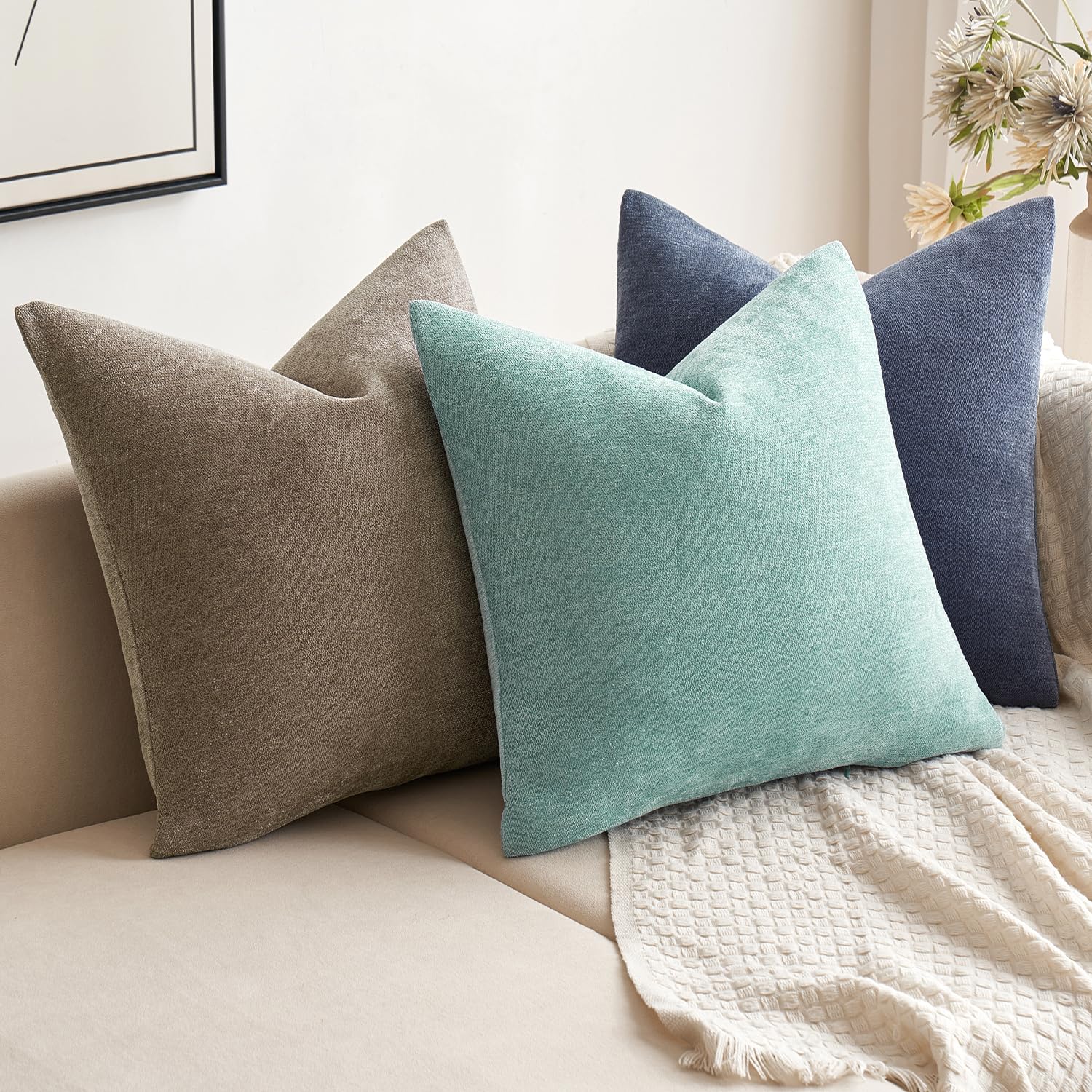 Foto 5 | Fundas De Almohada Miulee De Chenilla Verde Aguamarina, 50 X 50 Cm, Paquete De 2 - Venta Internacional.