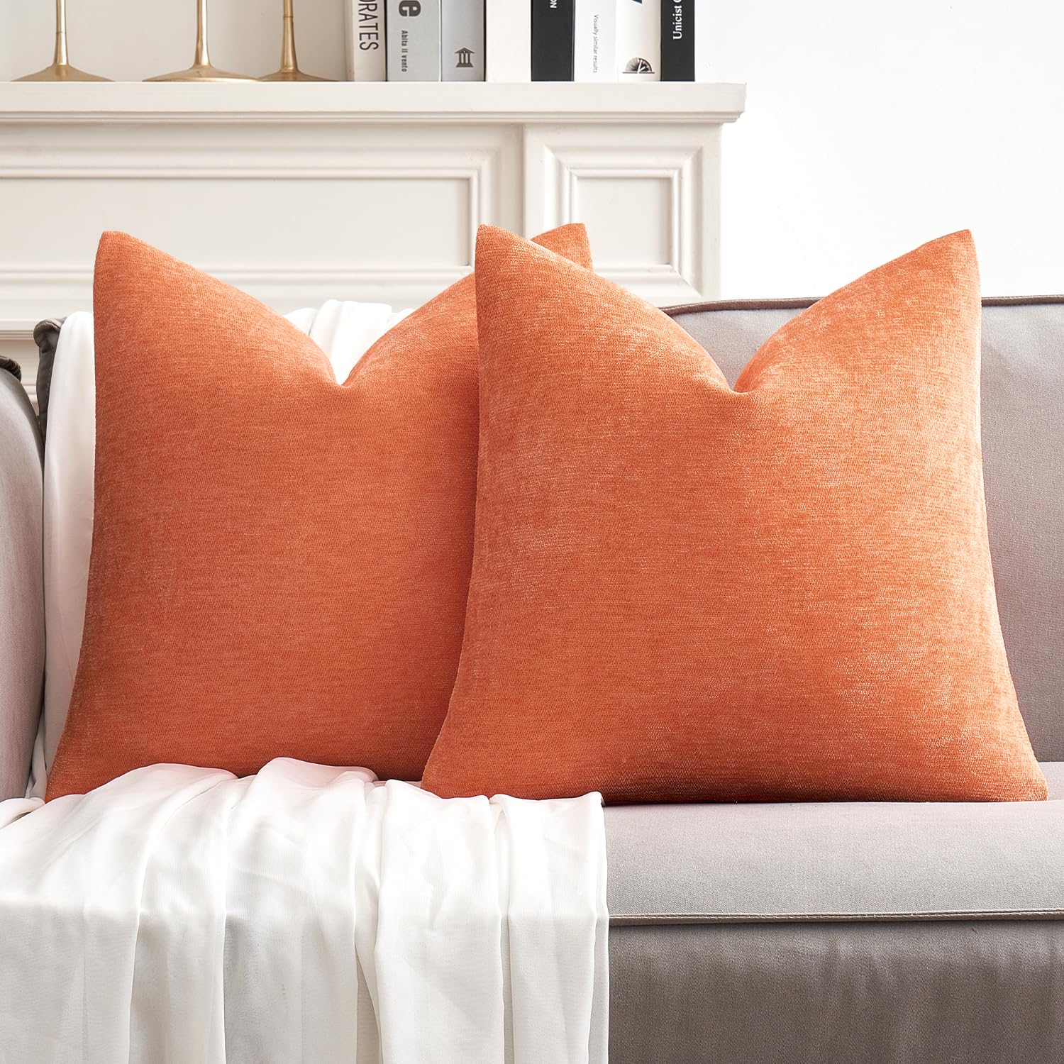 Fundas De Almohada Miulee De Chenilla Rojo Coral, 50 X 50 Cm, Paquete De 2 - Venta Internacional.