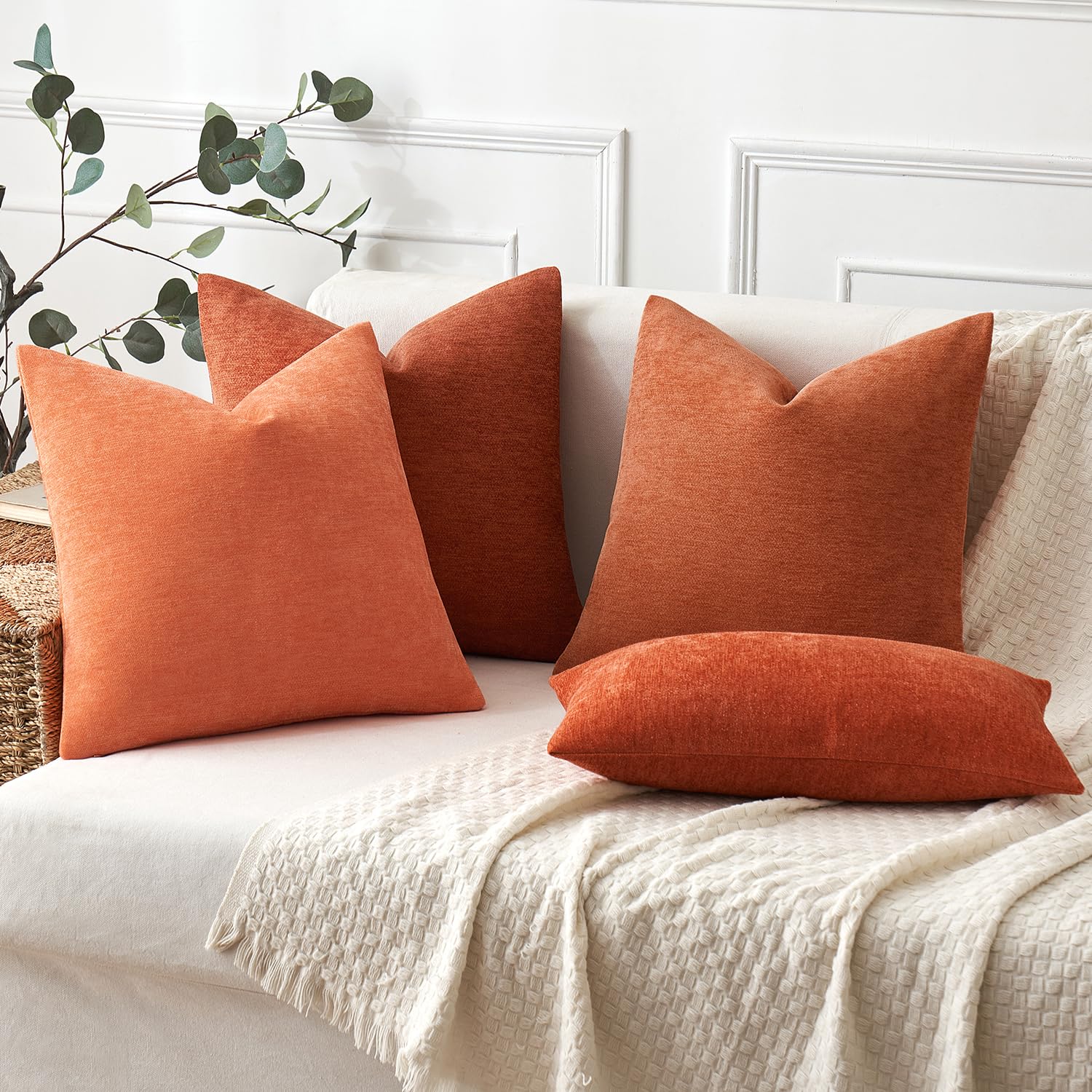 Foto 5 pulgar | Fundas De Almohada Miulee De Chenilla Rojo Coral, 50 X 50 Cm, Paquete De 2 - Venta Internacional.