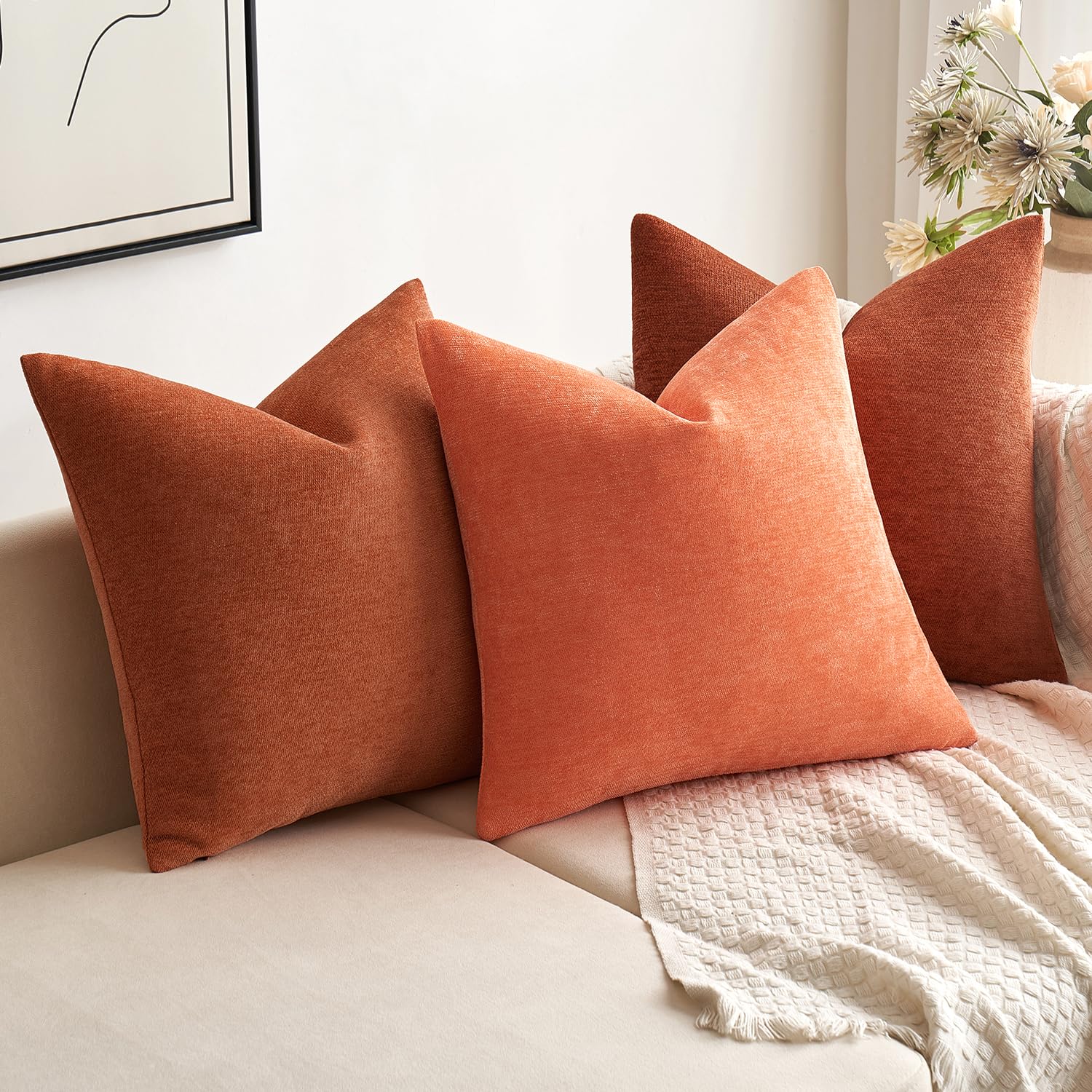 Foto 6 pulgar | Fundas De Almohada Miulee De Chenilla Rojo Coral, 50 X 50 Cm, Paquete De 2 - Venta Internacional.