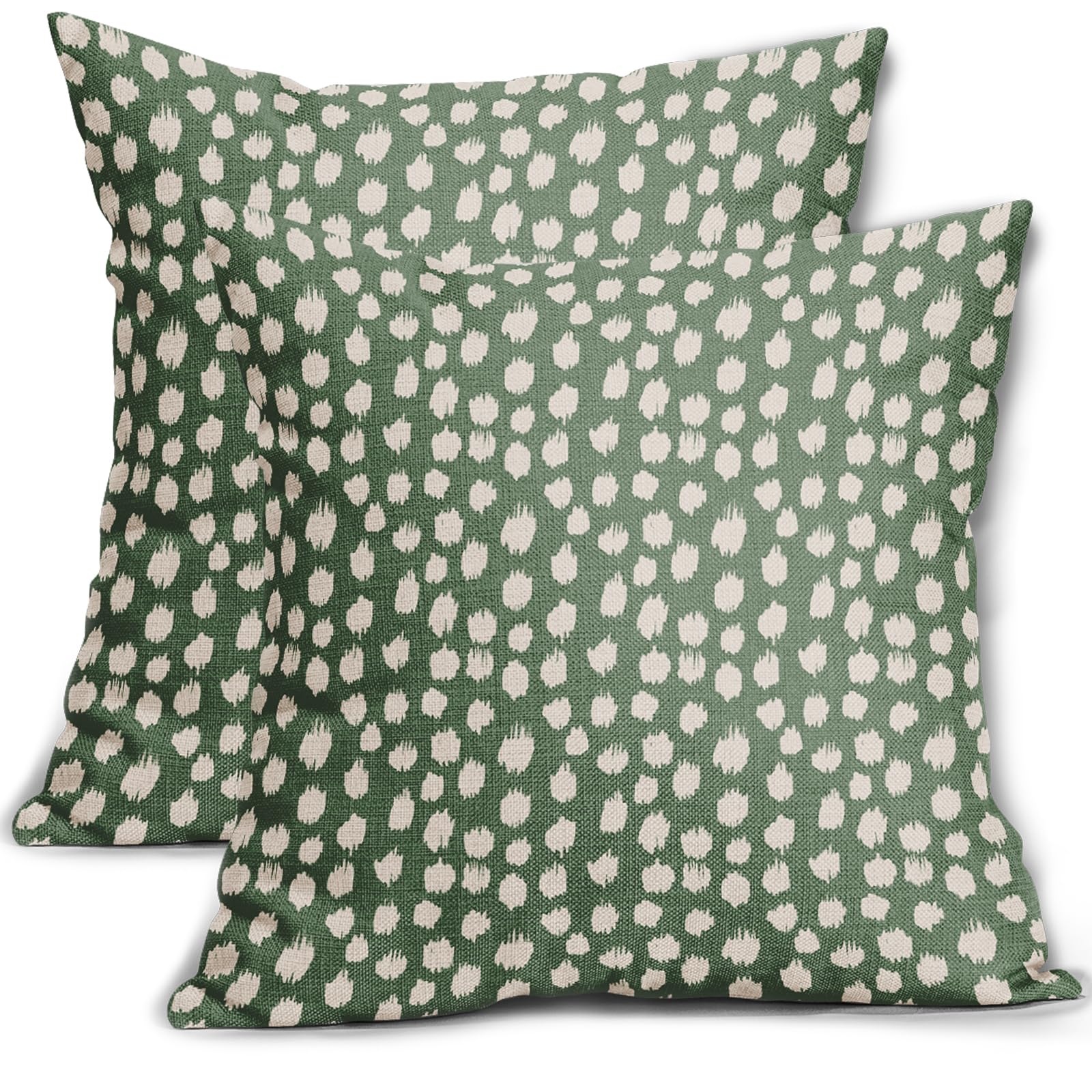 Juego De 2 Fundas De Almohada Sweetshow, Color Verde Salvia Y Crema, 55 X 55 Cm - Venta Internacional.
