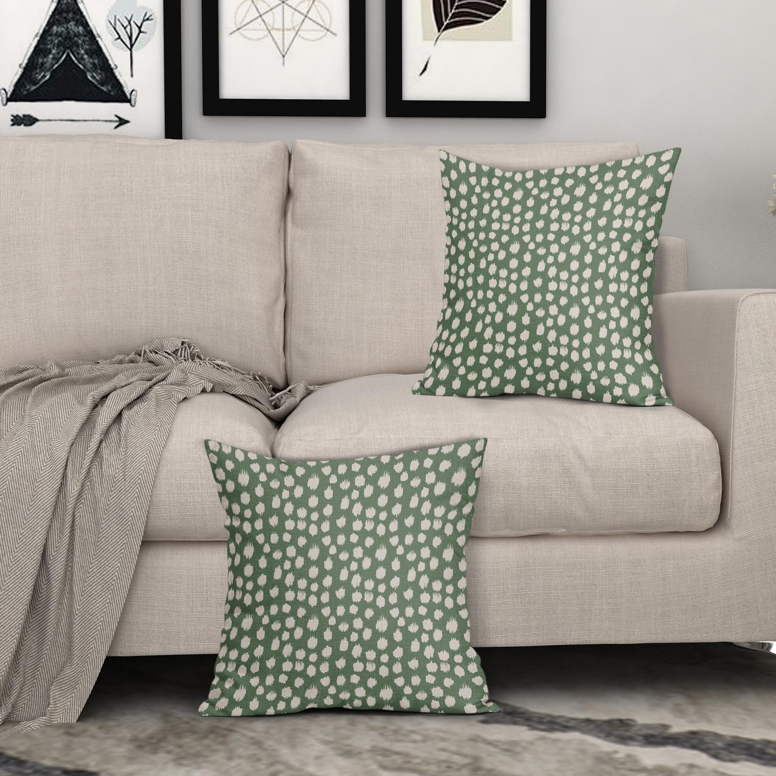 Foto 4 pulgar | Juego De 2 Fundas De Almohada Sweetshow, Color Verde Salvia Y Crema, 55 X 55 Cm - Venta Internacional.