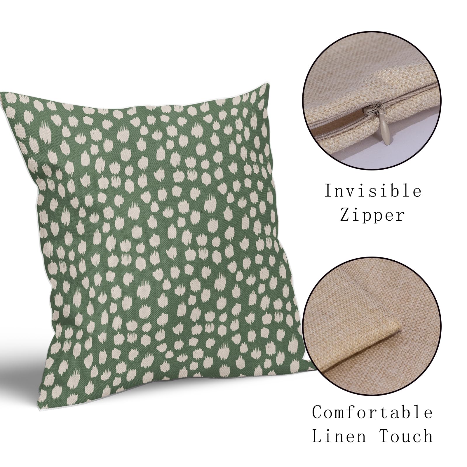 Foto 5 pulgar | Juego De 2 Fundas De Almohada Sweetshow, Color Verde Salvia Y Crema, 55 X 55 Cm - Venta Internacional.