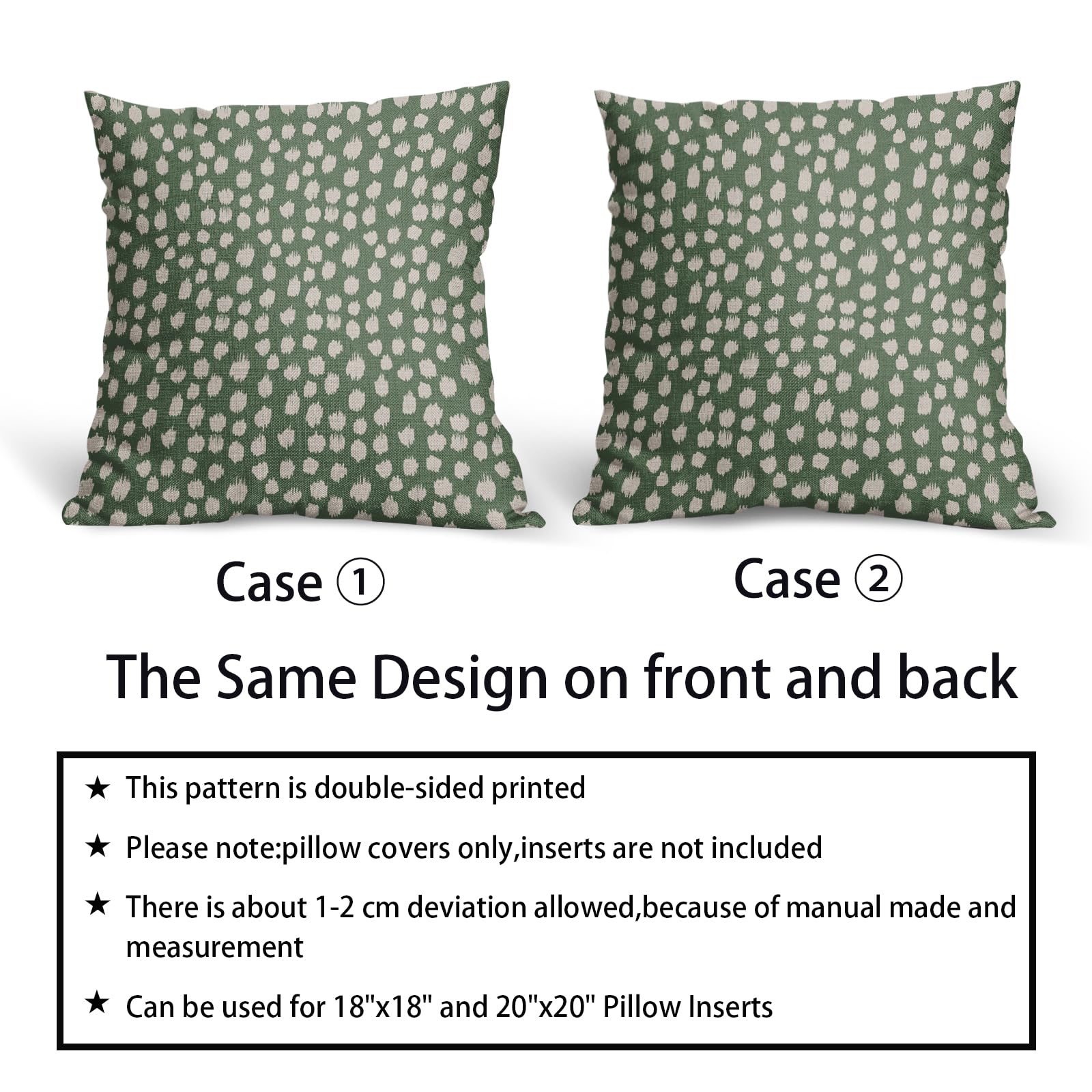 Foto 7 pulgar | Juego De 2 Fundas De Almohada Sweetshow, Color Verde Salvia Y Crema, 55 X 55 Cm - Venta Internacional.