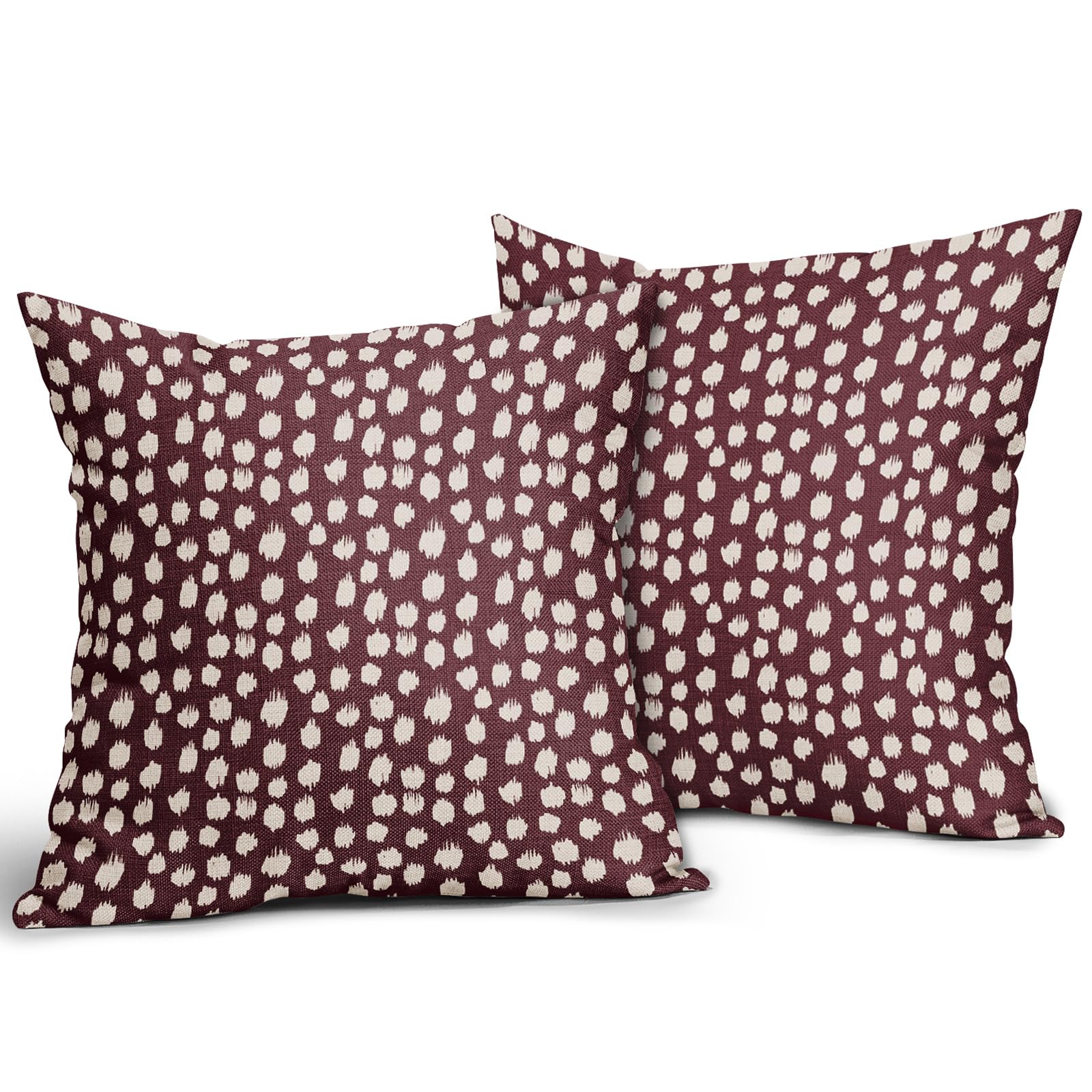 Foto 3 pulgar | Juego De Fundas De Almohada Sweetshow De Lino Color Burdeos Y Crema De 55 X 55 Cm  - Venta Internacional.