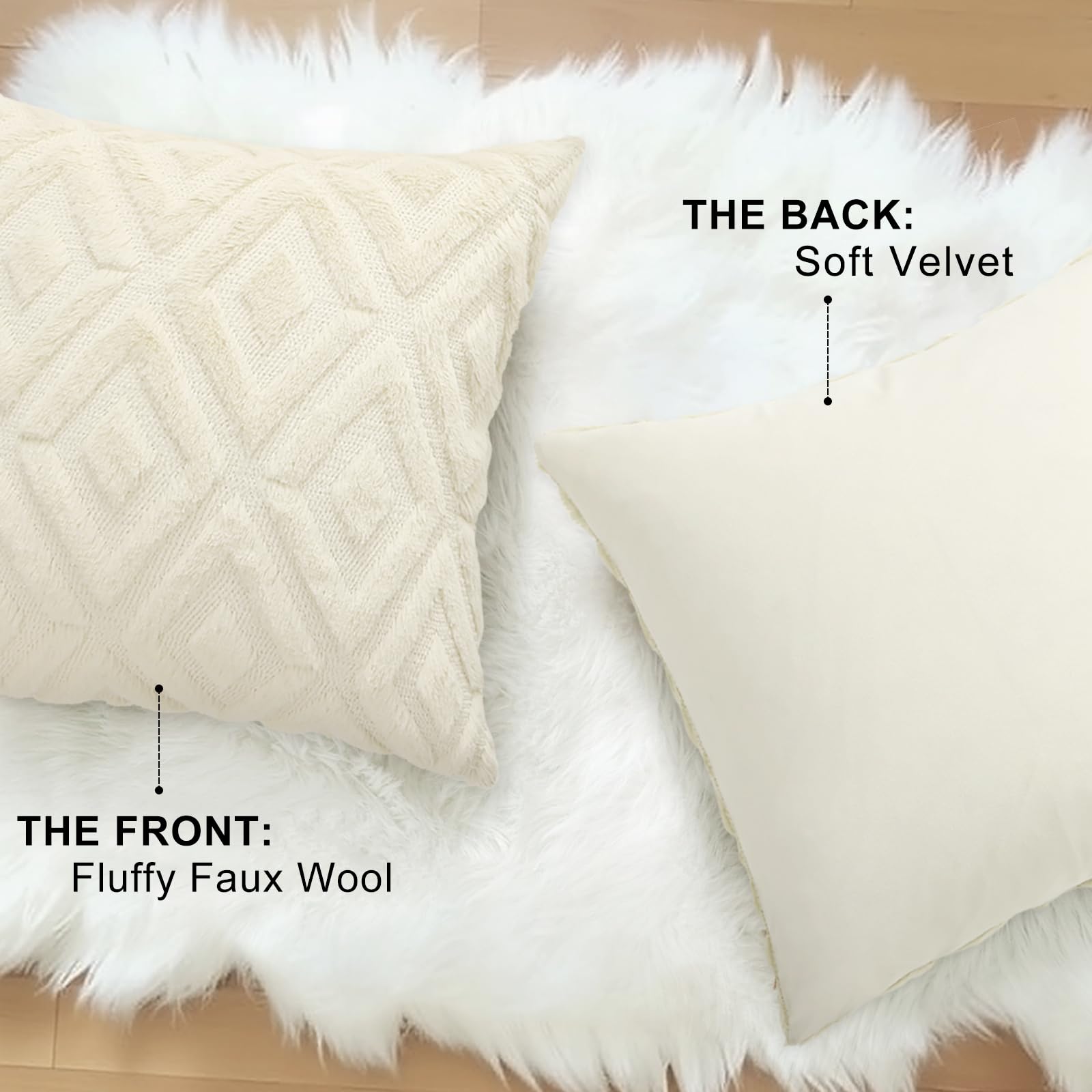 Foto 5 pulgar | Juego De 2 Fundas De Almohada Decoruhome Para Sofá, 26 X 26 Cm, Color Beige - Venta Internacional.