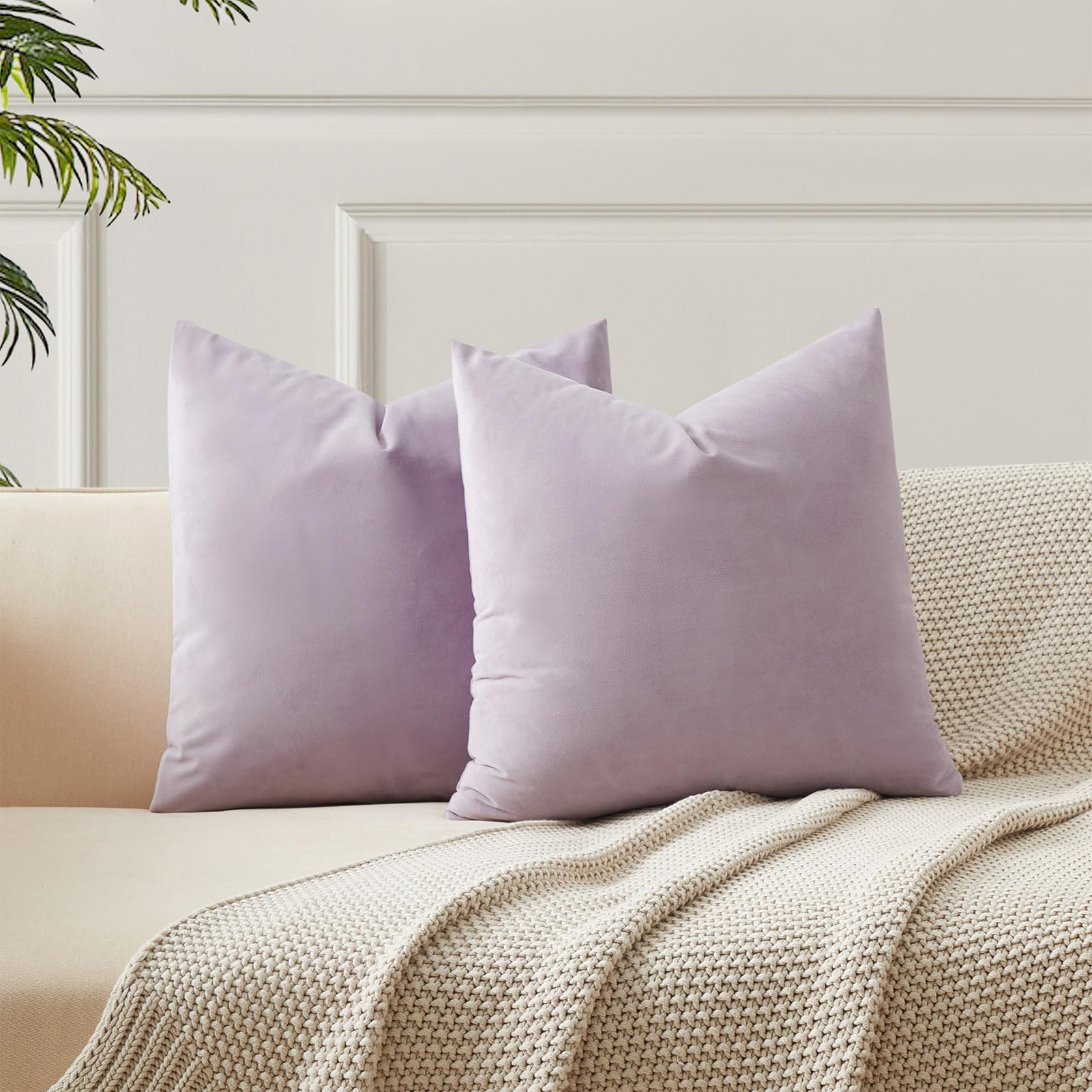 Juego De 2 Fundas De Almohada Juspurbet De Terciopelo Lila De 70 X 70 Cm - Venta Internacional.