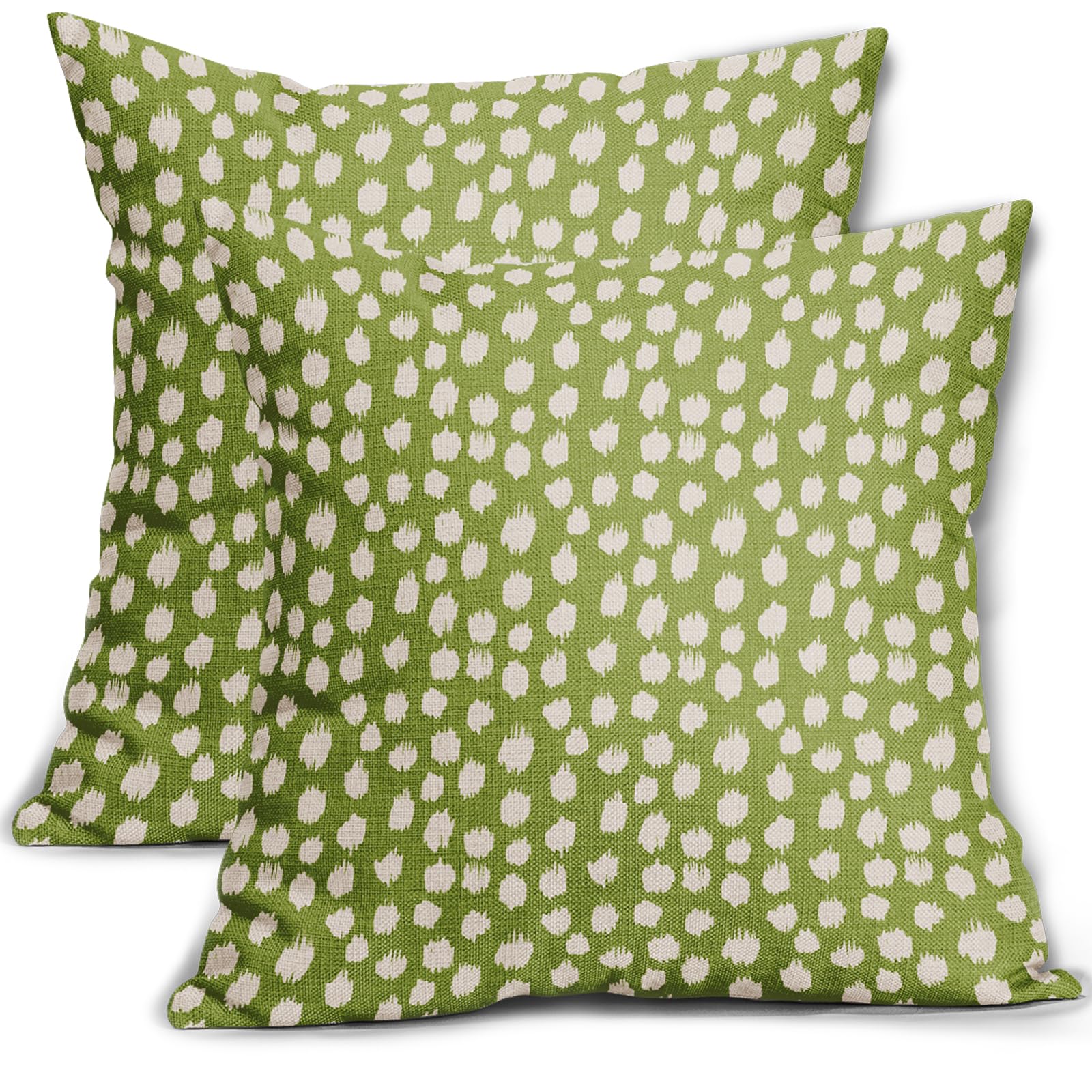 Foto 2 pulgar | Juego De Fundas De Almohada Sweetshow Con Lunares De Color Verde Lima Y Crema De 55 X 55 Cm - Venta Internacional.