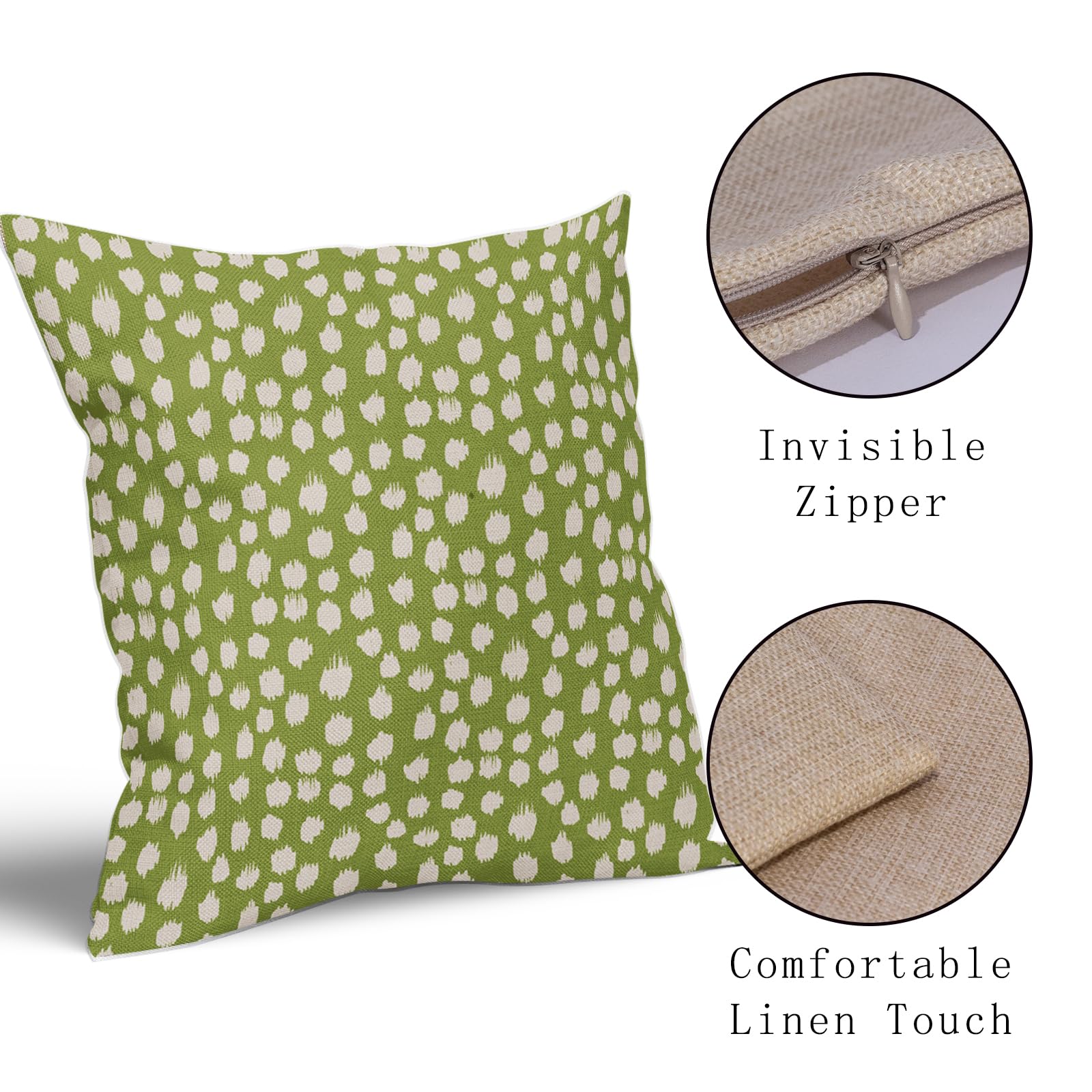 Foto 5 pulgar | Juego De Fundas De Almohada Sweetshow Con Lunares De Color Verde Lima Y Crema De 55 X 55 Cm - Venta Internacional.