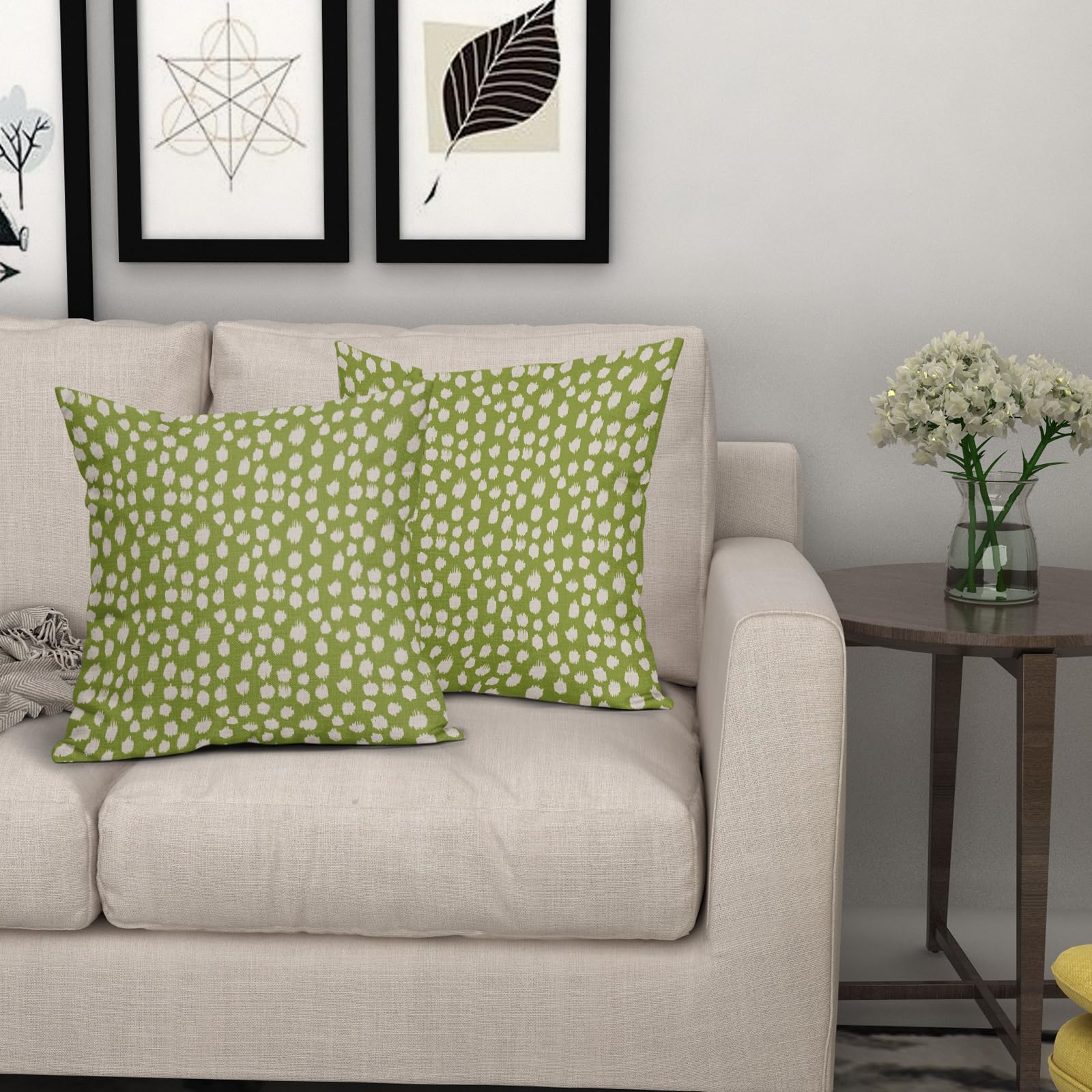 Foto 7 | Juego De Fundas De Almohada Sweetshow Con Lunares De Color Verde Lima Y Crema De 55 X 55 Cm - Venta Internacional.