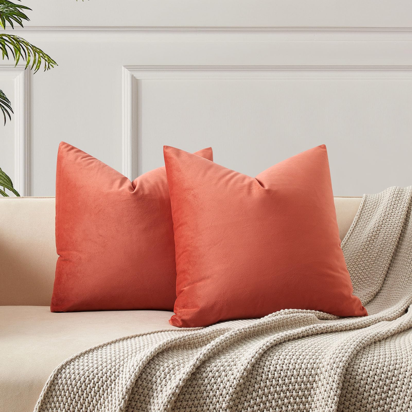 Juego De 2 Fundas De Almohada Juspurbet De Terciopelo Albaricoque De 70 X 70 Cm - Venta Internacional.