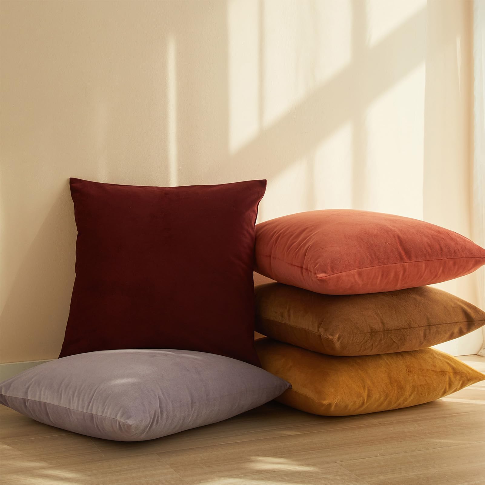 Foto 3 pulgar | Juego De 2 Fundas De Almohada Juspurbet De Terciopelo Albaricoque De 70 X 70 Cm - Venta Internacional.