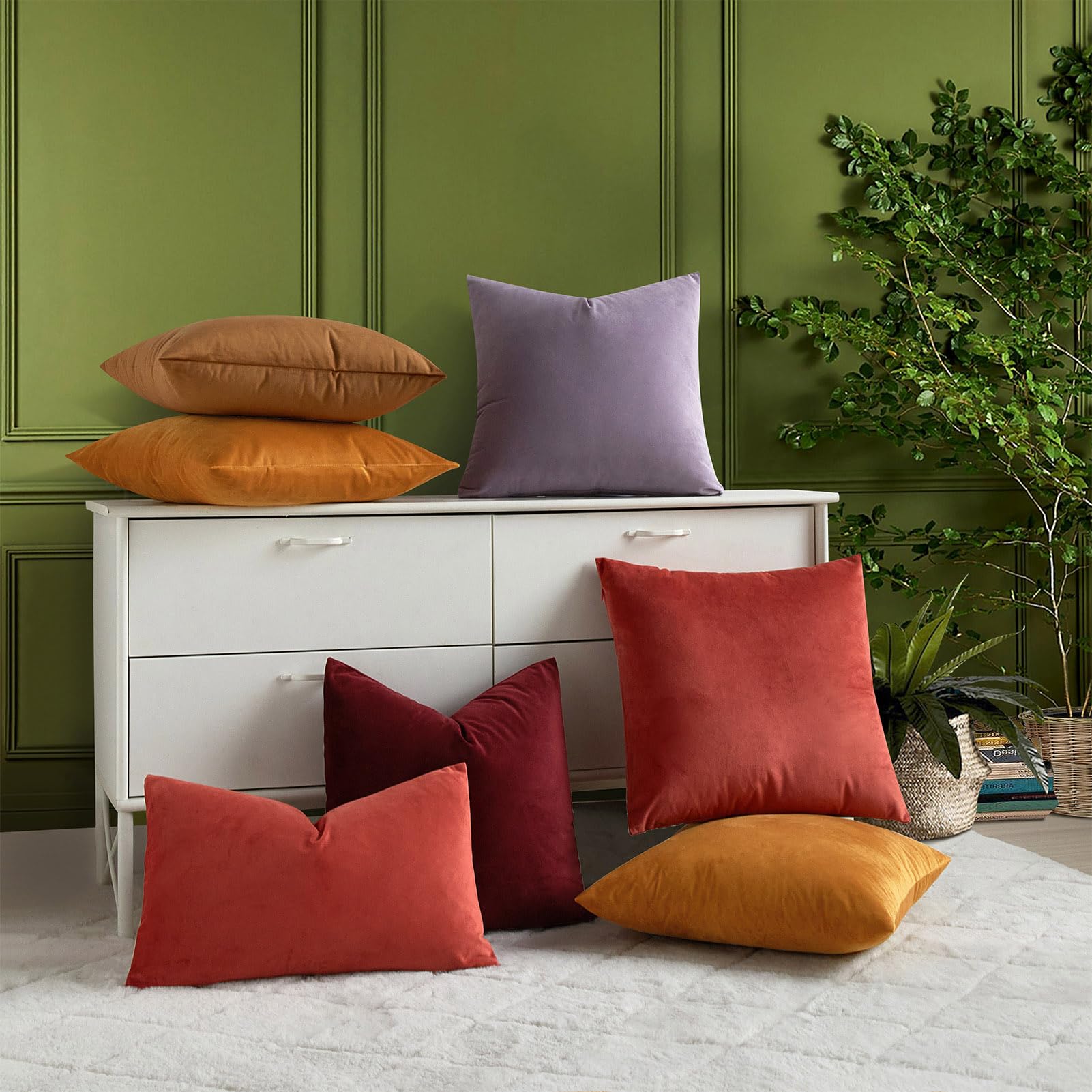 Foto 3 | Juego De 2 Fundas De Almohada Juspurbet De Terciopelo Albaricoque De 70 X 70 Cm - Venta Internacional.