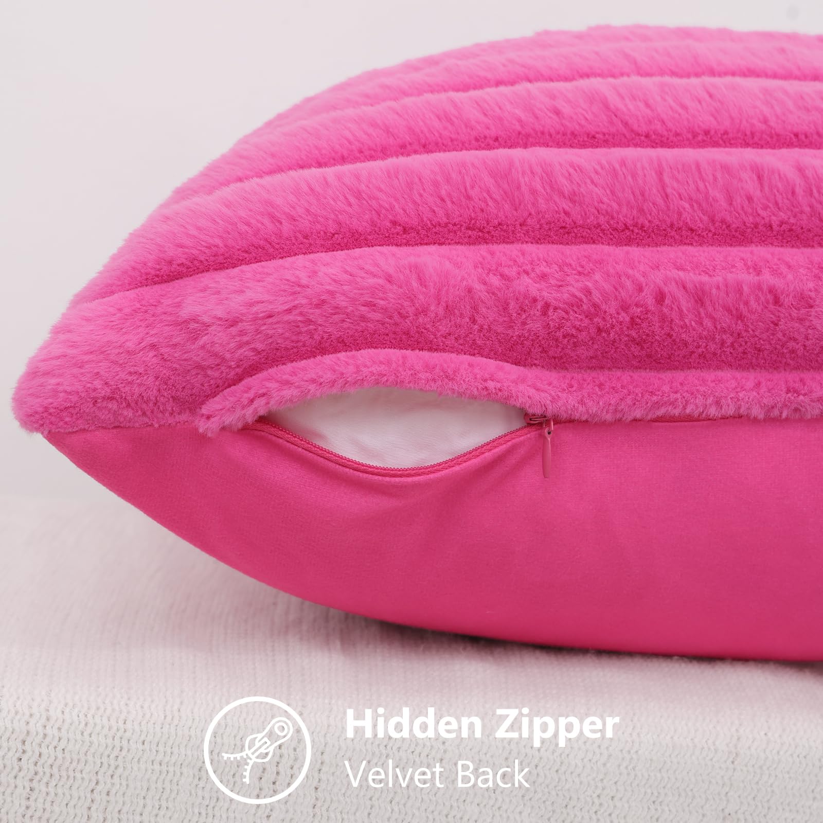 Foto 4 pulgar | Juego De 2 Fundas De Cojín Decoruhome, Piel Sintética, 55 X 55 Cm, Color Rosa Intenso - Venta Internacional.