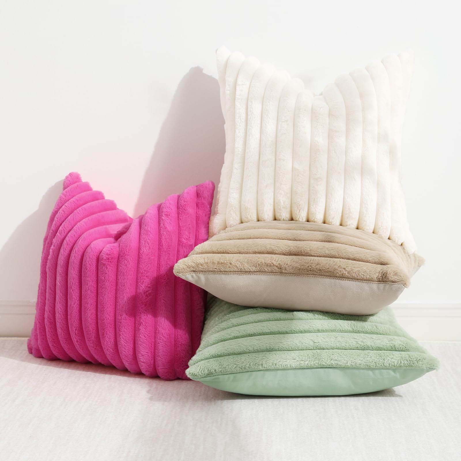 Foto 6 pulgar | Juego De 2 Fundas De Cojín Decoruhome, Piel Sintética, 55 X 55 Cm, Color Rosa Intenso - Venta Internacional.