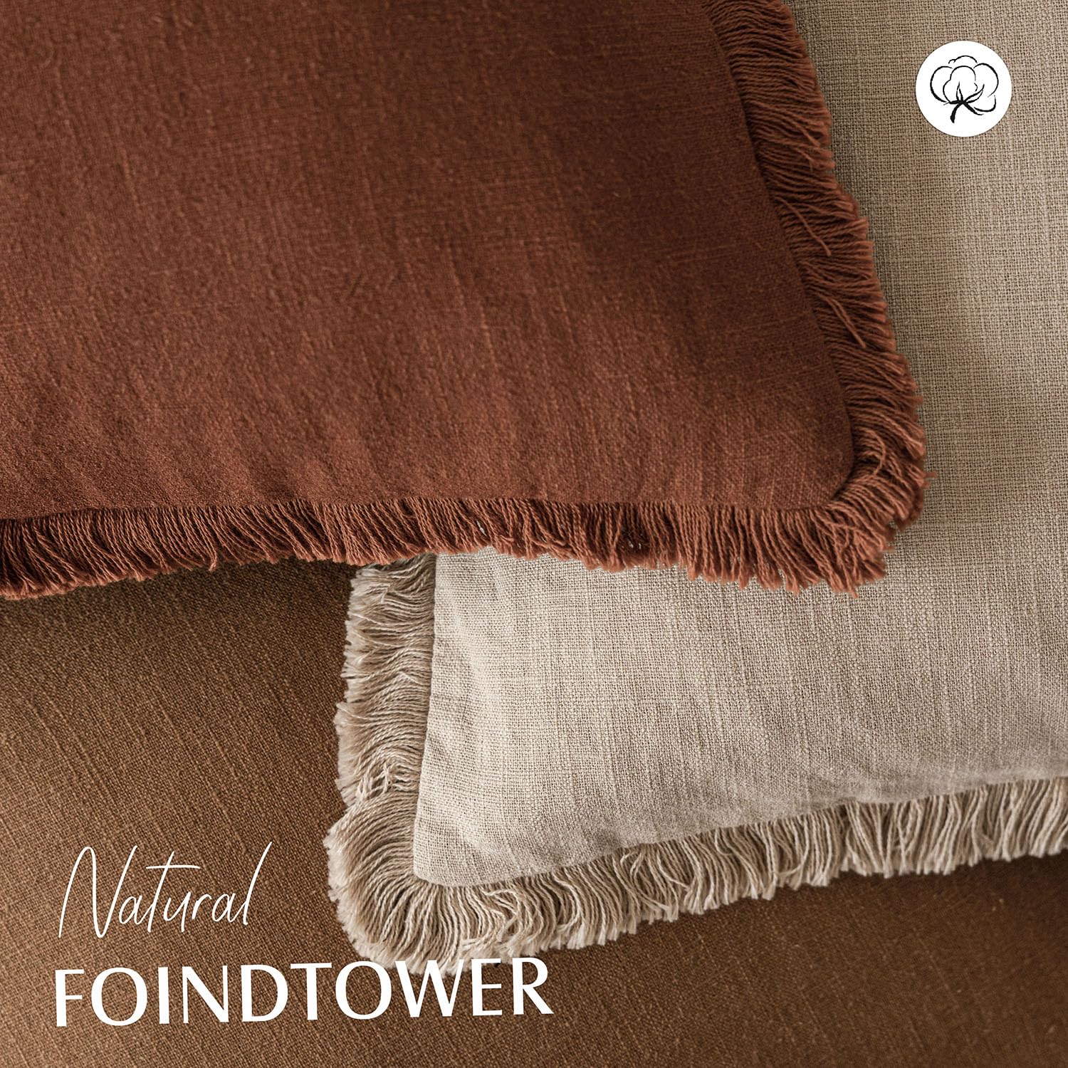 Foto 5 pulgar | Juego De 2 Fundas De Cojín Foindtower De Lino Con Flecos De 40 X 40 Cm - Venta Internacional.