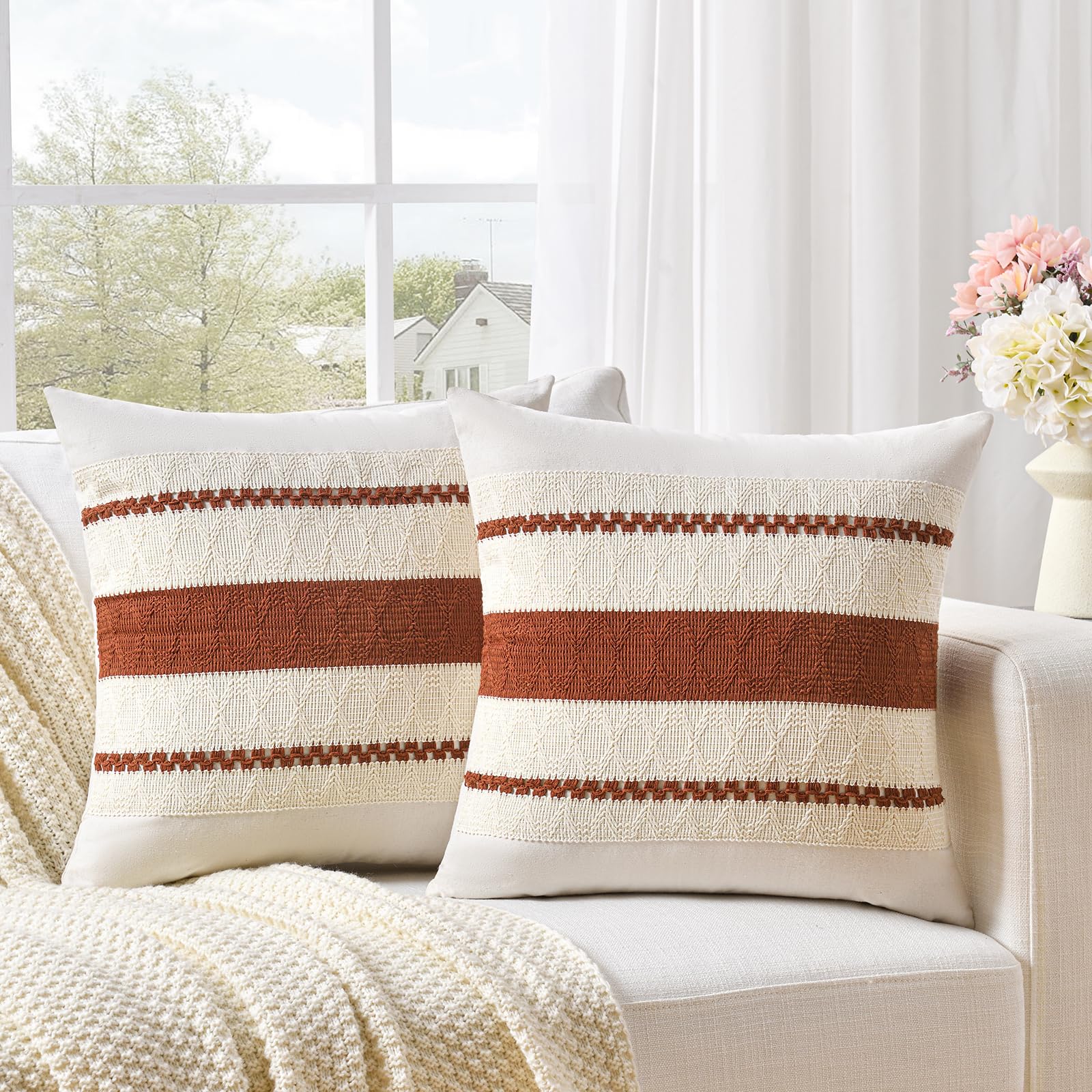 Foto 1 | Funda De Almohada Fancy Homi Rust Boho Euro Decor, 66 X 66 Cm, Juego De 2 - Venta Internacional.
