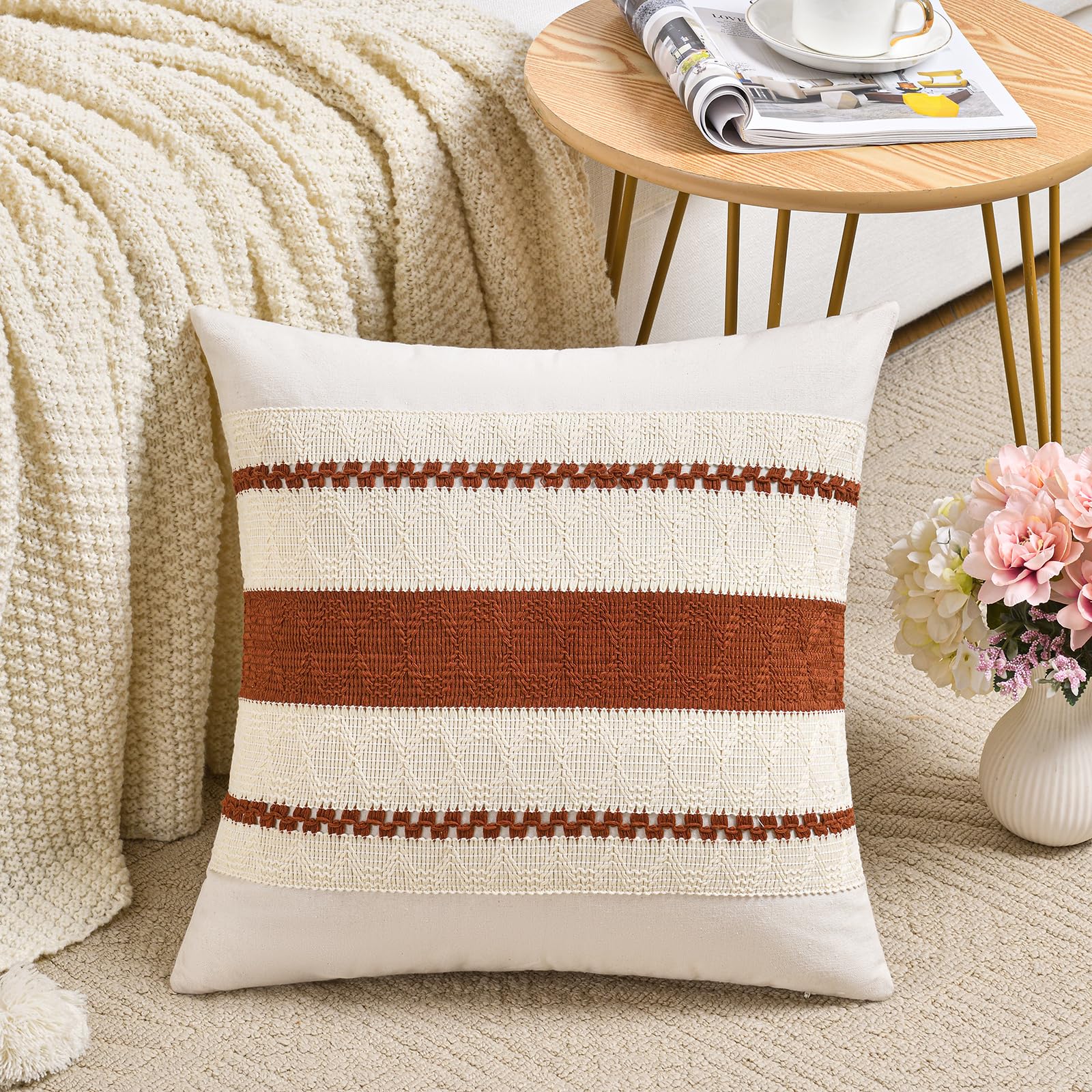 Foto 3 pulgar | Funda De Almohada Fancy Homi Rust Boho Euro Decor, 66 X 66 Cm, Juego De 2 - Venta Internacional.