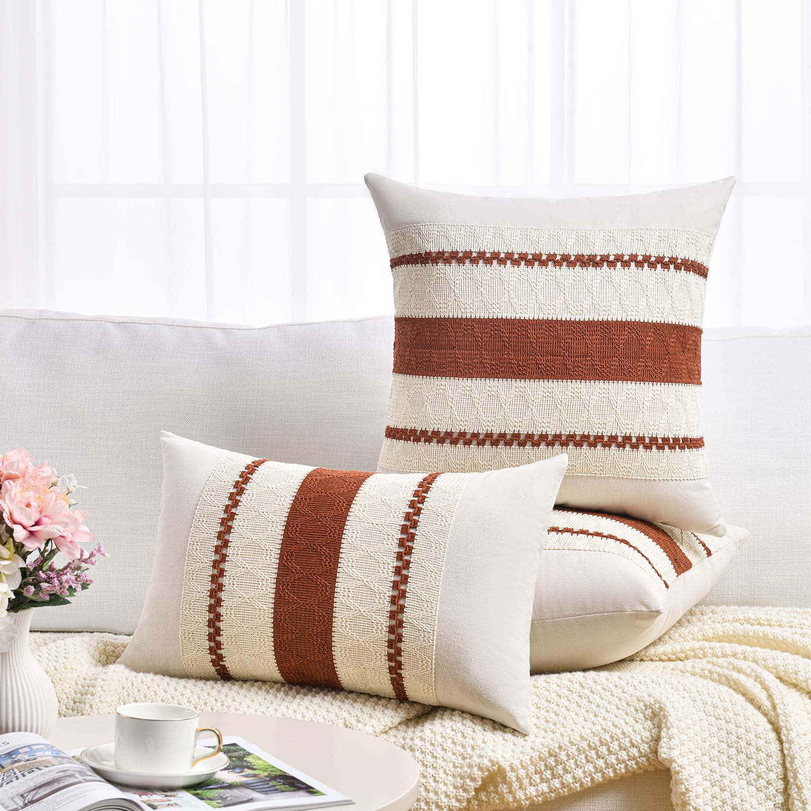 Foto 7 pulgar | Funda De Almohada Fancy Homi Rust Boho Euro Decor, 66 X 66 Cm, Juego De 2 - Venta Internacional.