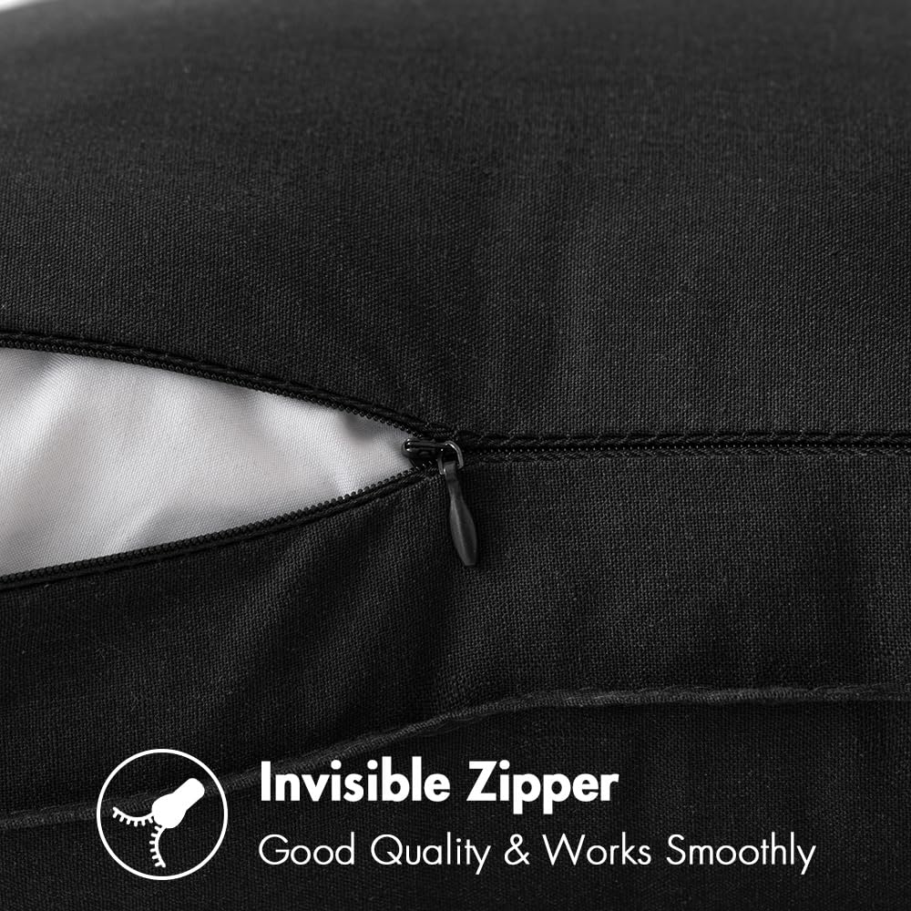 Foto 4 pulgar | Fundas De Almohada Miulee De Lino Negro De 60 X 60 Cm, Paquete De 2 - Venta Internacional.