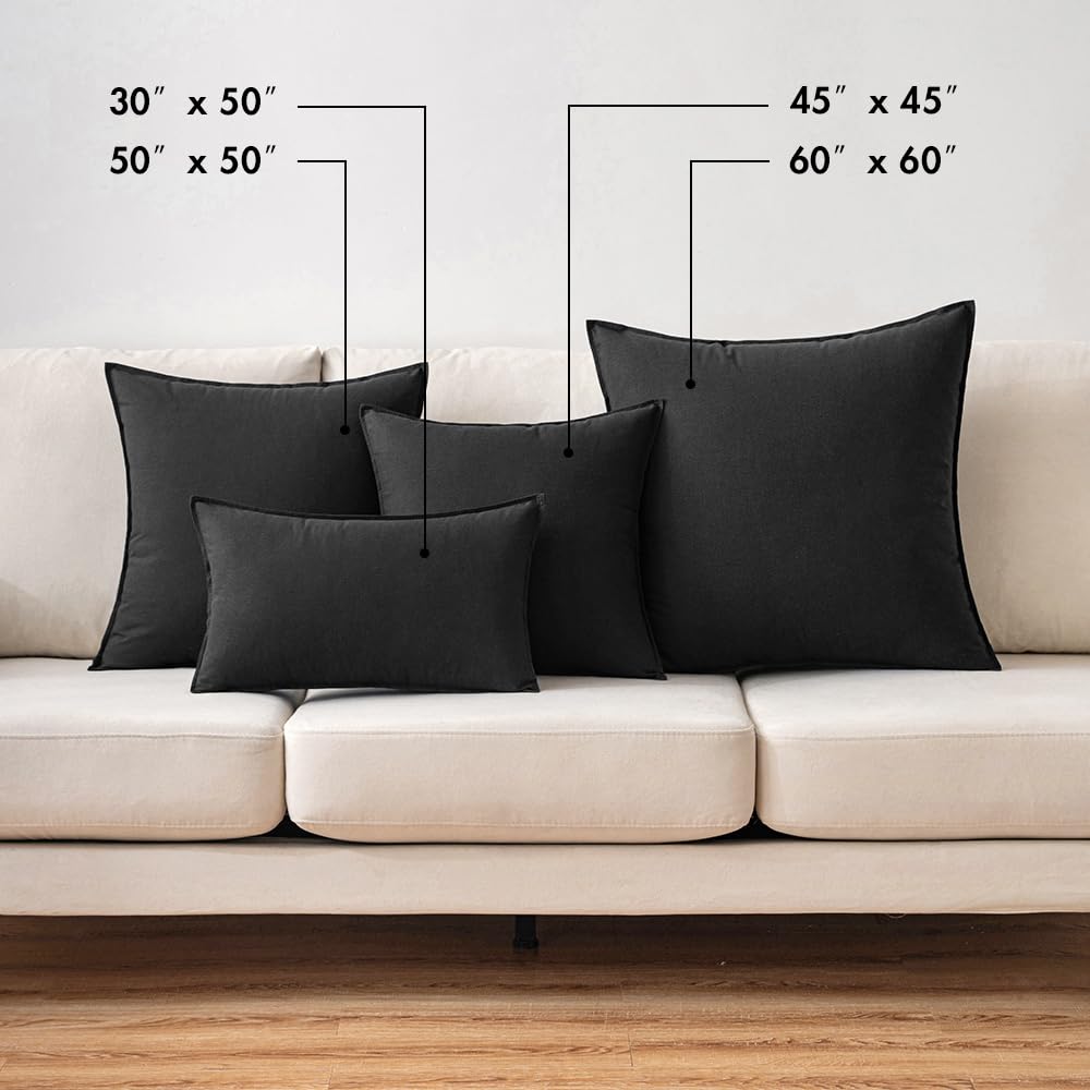 Foto 6 pulgar | Fundas De Almohada Miulee De Lino Negro De 60 X 60 Cm, Paquete De 2 - Venta Internacional.