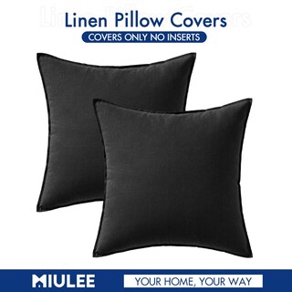 Foto 6 | Fundas De Almohada Miulee De Lino Negro De 60 X 60 Cm, Paquete De 2 - Venta Internacional.