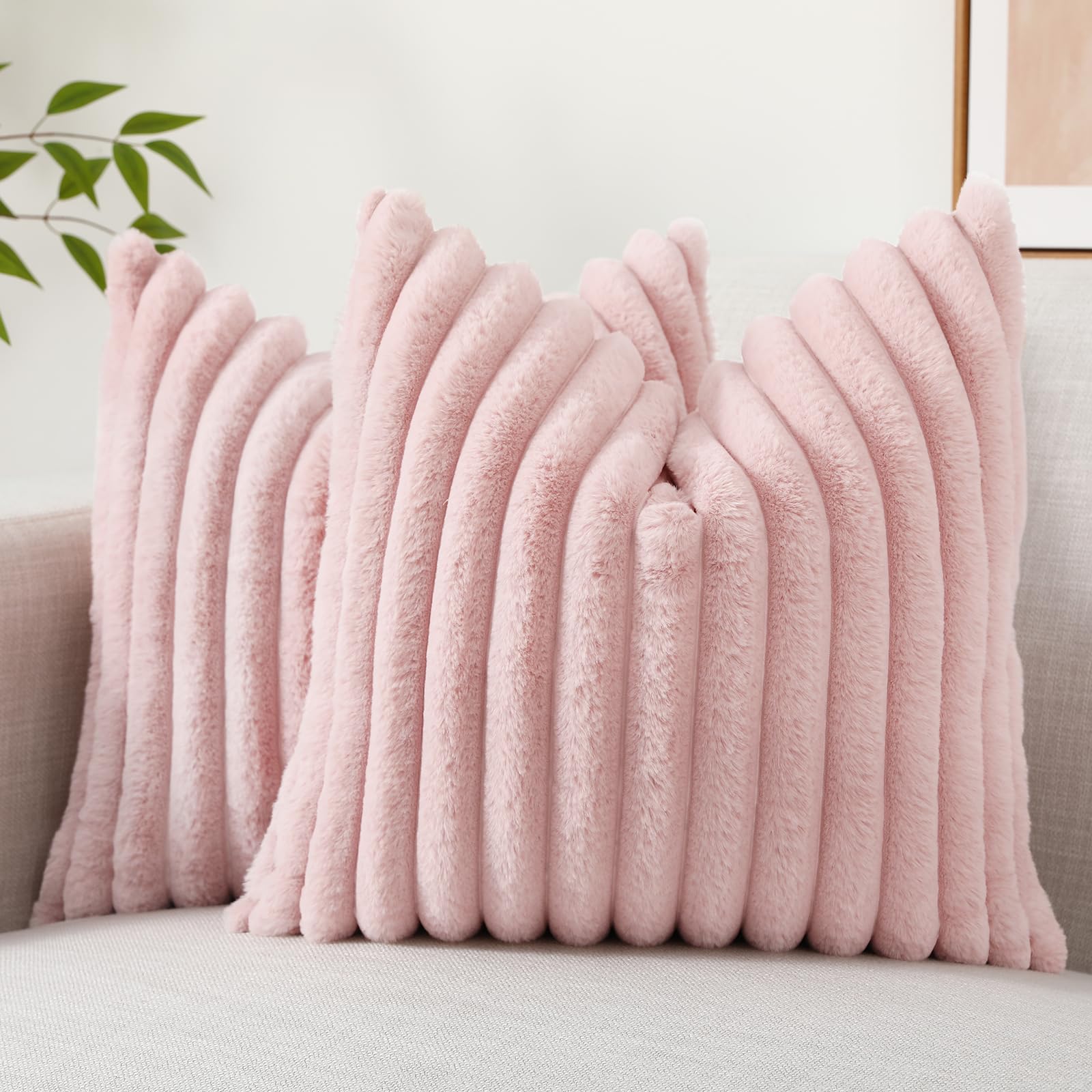 Foto 2 pulgar | Fundas De Cojín Decoruhome De Piel Sintética Primaveral De 55 X 55 Cm, Color Rosa - Venta Internacional.