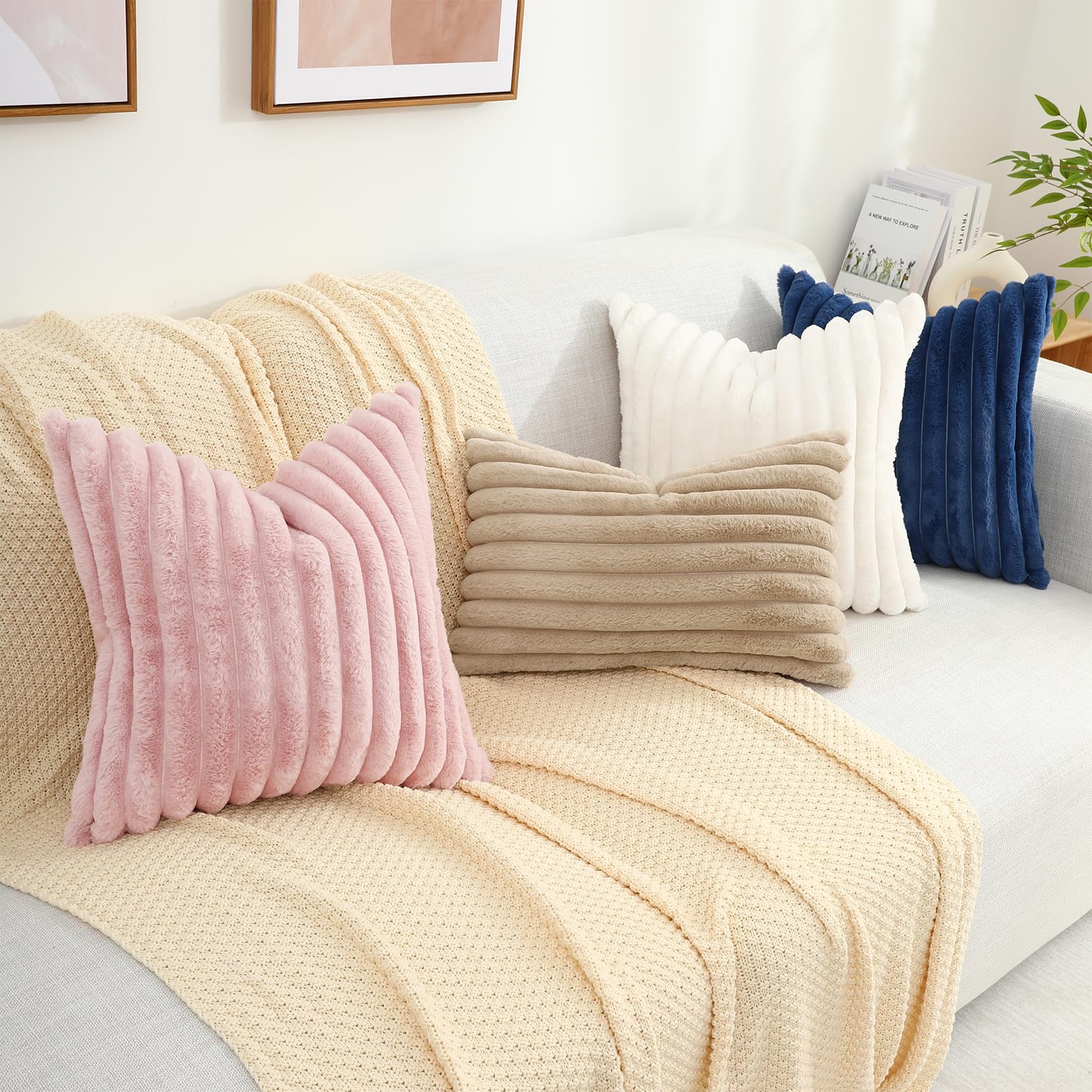 Foto 8 pulgar | Fundas De Cojín Decoruhome De Piel Sintética Primaveral De 55 X 55 Cm, Color Rosa - Venta Internacional.