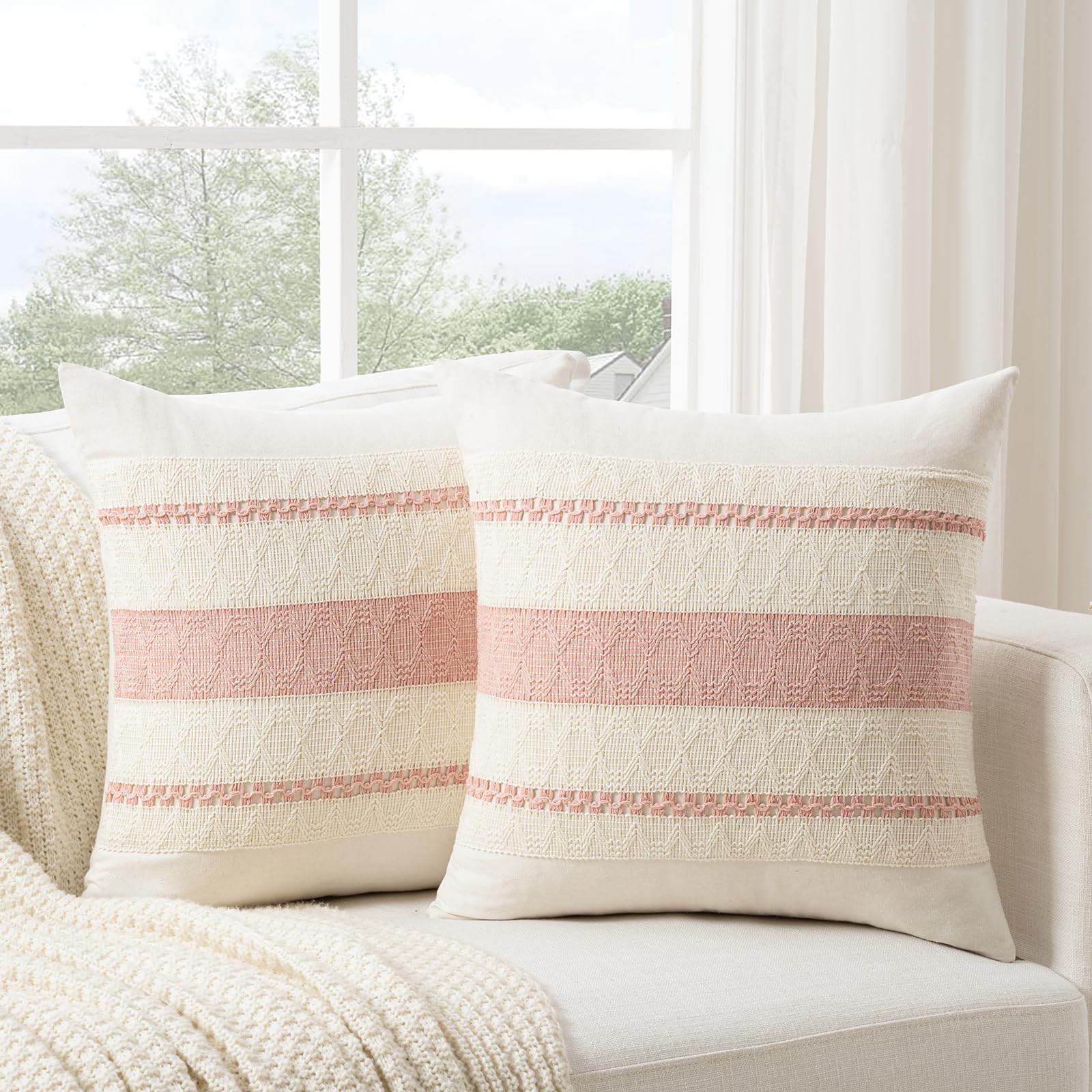 Funda De Almohada Fancy Homi Boho Pink Euro Decor, 66 X 66 Cm, Juego De 2 - Venta Internacional.