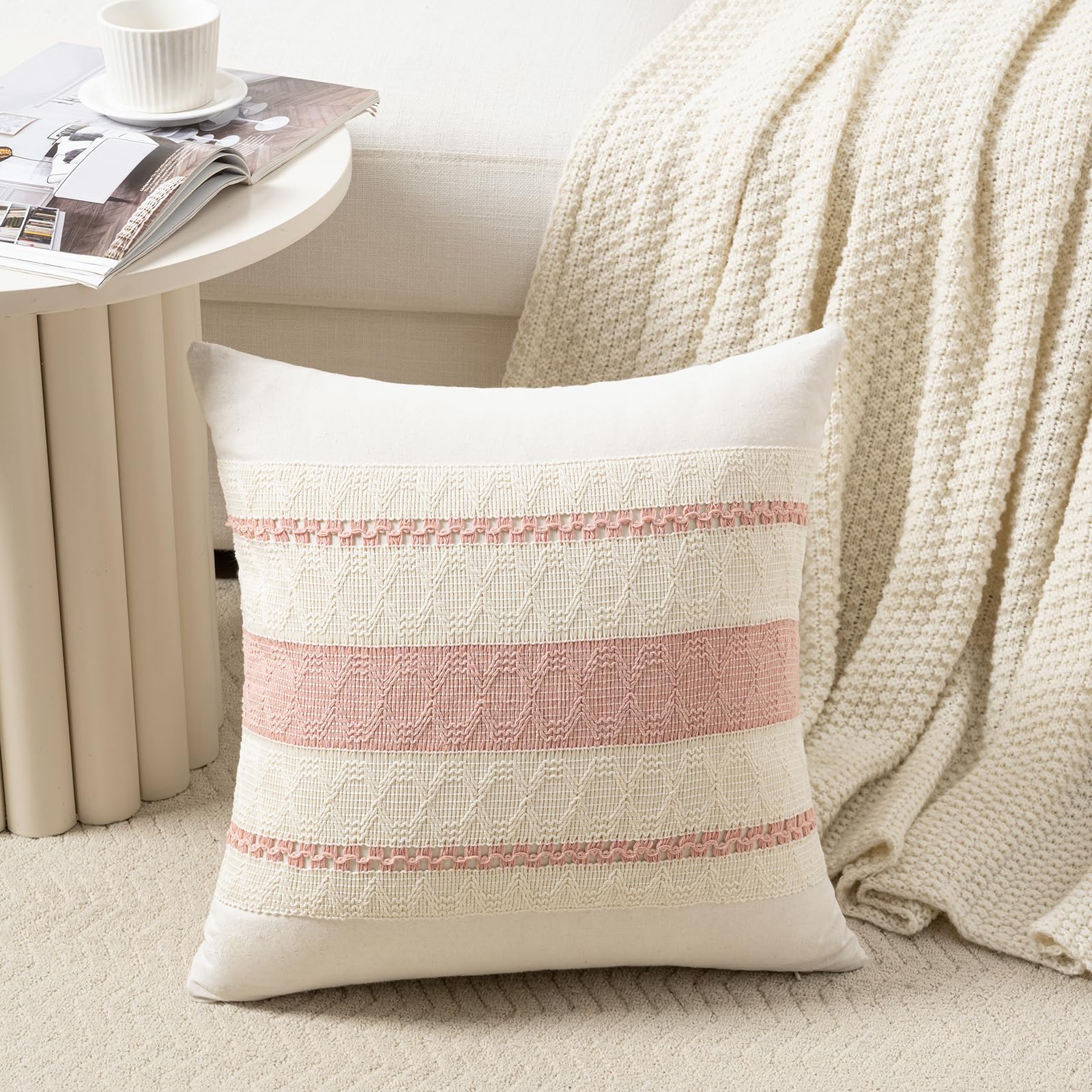 Foto 2 | Funda De Almohada Fancy Homi Boho Pink Euro Decor, 66 X 66 Cm, Juego De 2 - Venta Internacional.