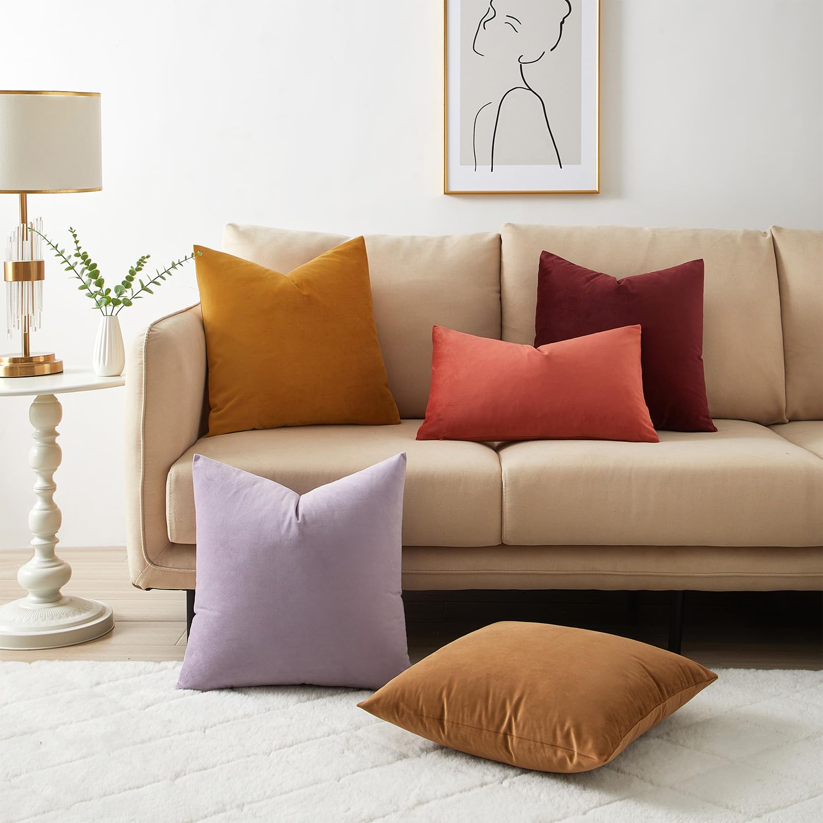 Foto 4 pulgar | Juego De 2 Fundas De Almohada Juspurbet De Terciopelo Lila, 60 X 60 Cm - Venta Internacional.