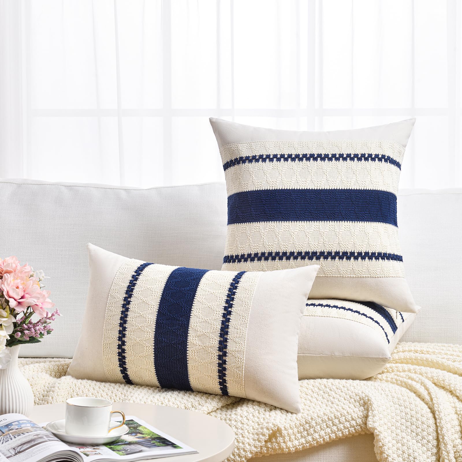 Foto 6 | Fundas De Cojín Decorativas Fancy Homi, Color Azul Marino, Juego De 2 - Venta Internacional.
