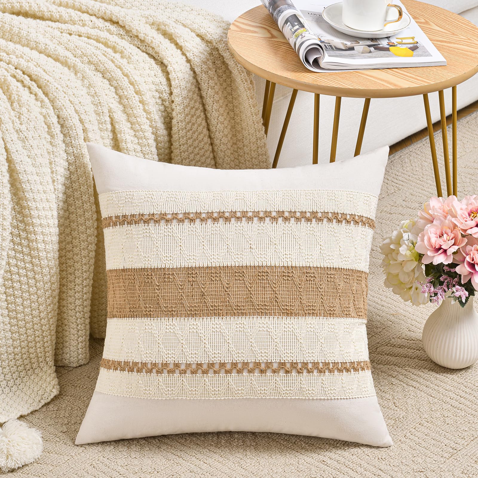 Foto 2 | Funda De Almohada Fancy Homi Boho, Color Neutro, 66 X 66 Cm, Algodón - Venta Internacional.