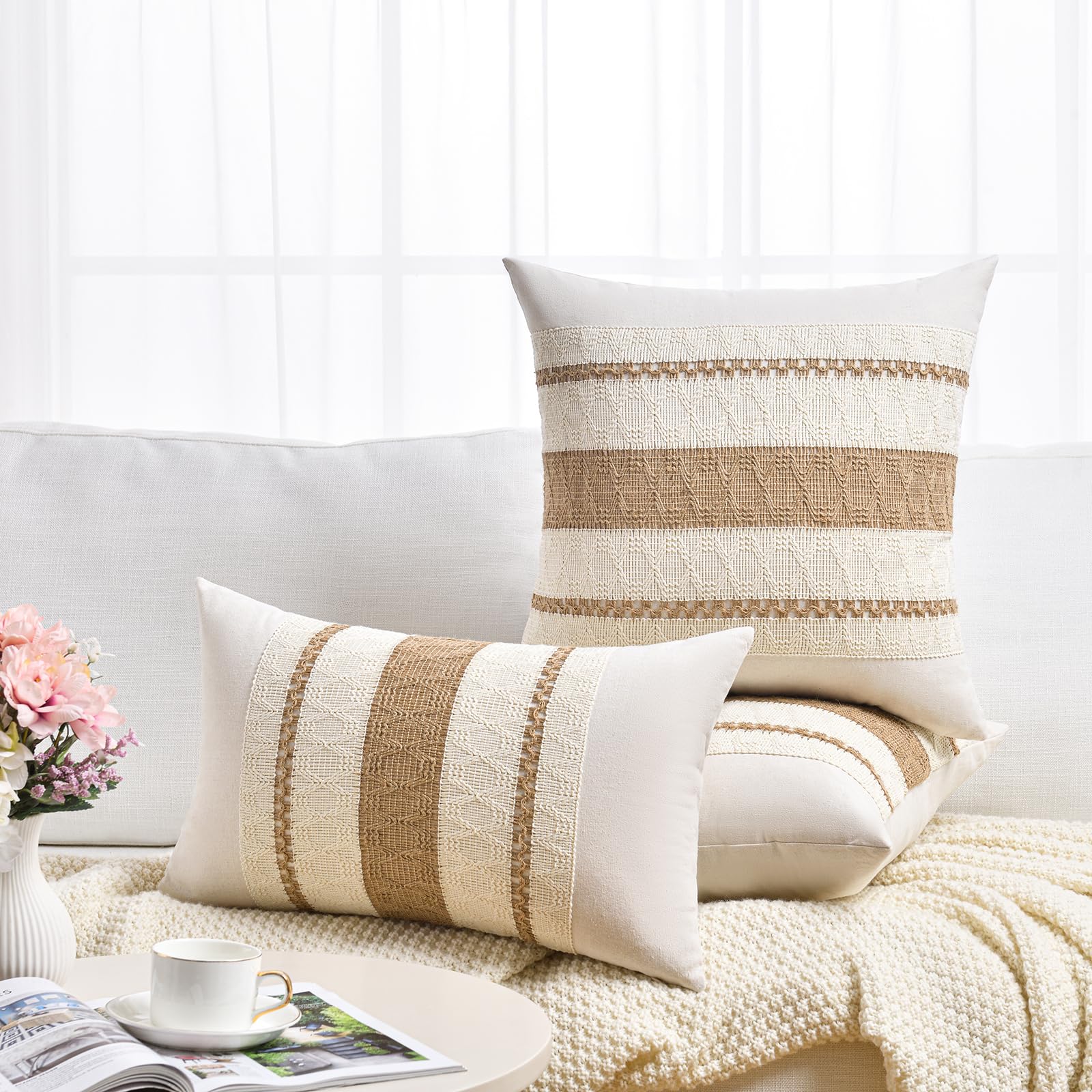 Foto 6 | Funda De Almohada Fancy Homi Boho, Color Neutro, 66 X 66 Cm, Algodón - Venta Internacional.