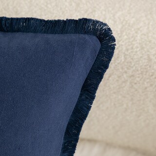 Foto 2 | Fundas De Almohada Mandioo De Algodón Neutro Con Flecos De 40 X 60 Cm, Color Azul Marino - Venta Internacional.