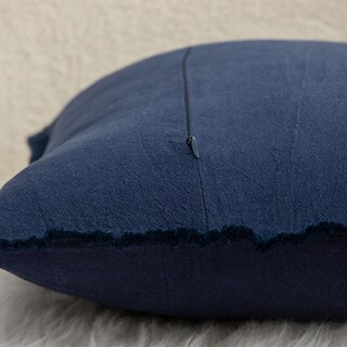 Foto 3 | Fundas De Almohada Mandioo De Algodón Neutro Con Flecos De 40 X 60 Cm, Color Azul Marino - Venta Internacional.